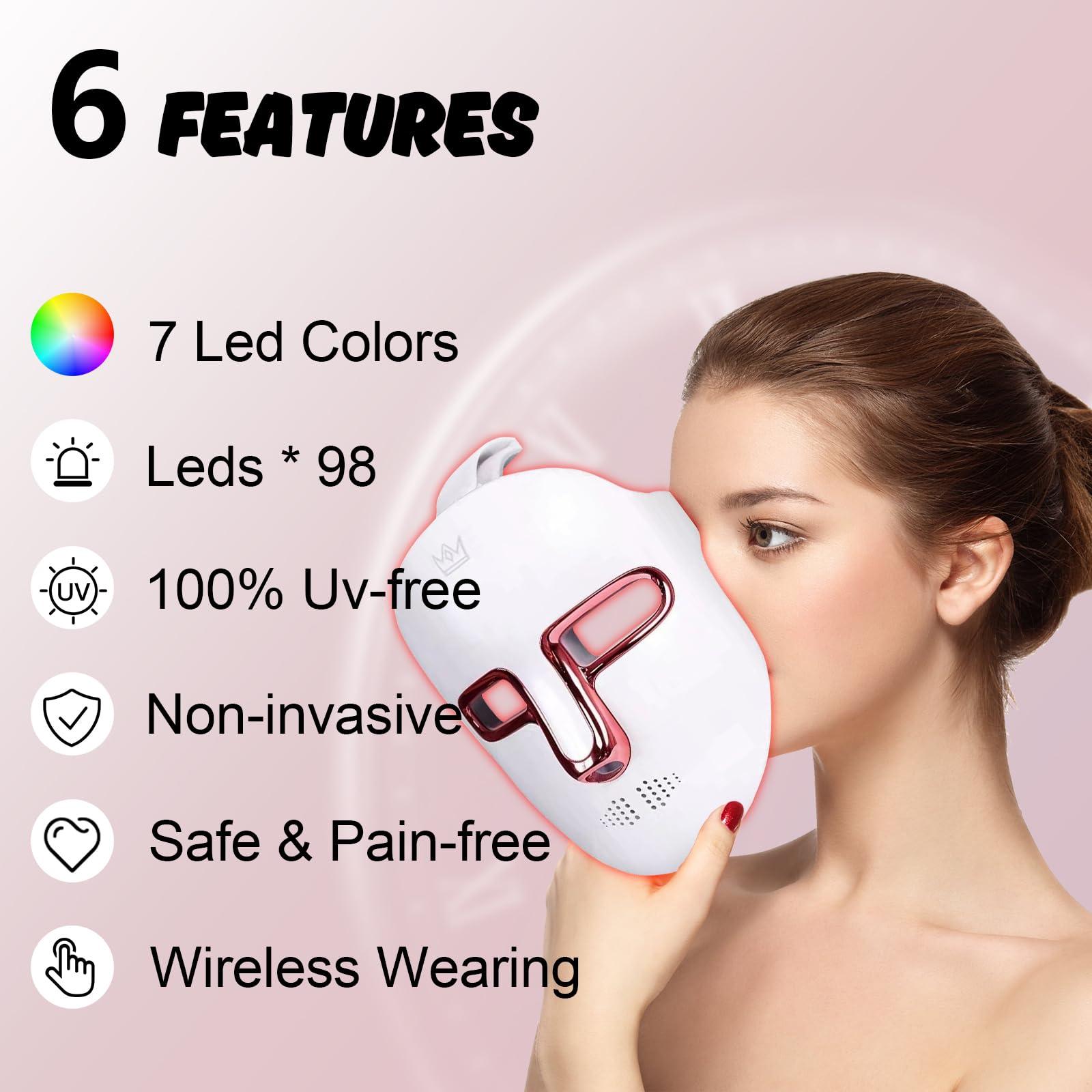 Cycluminor Cycluminor Led Face Mask Light Therapy,7 Colors LED Facial Skin Care Mask,Red Light Therapy Mask for Face at Home