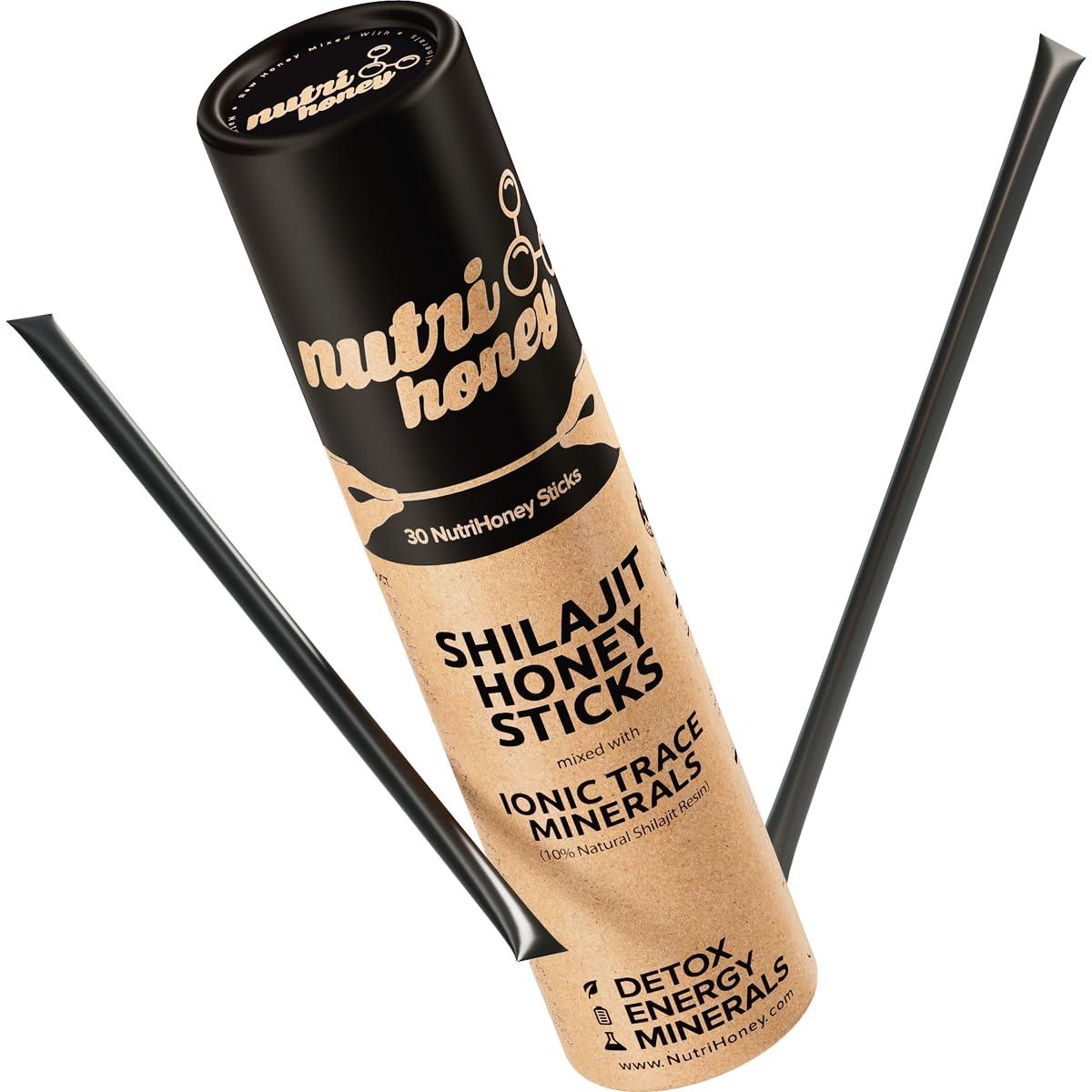 NATURAL SHILAJIT NATURAL SHILAJIT Honey Sticks - Shilajit Resin with Raw Honey, Fulvic Acid & Trace Minerals, Plant Based Nutrients for Energy, Immune Support & Vitality - 30 Shilajit Honey Sticks