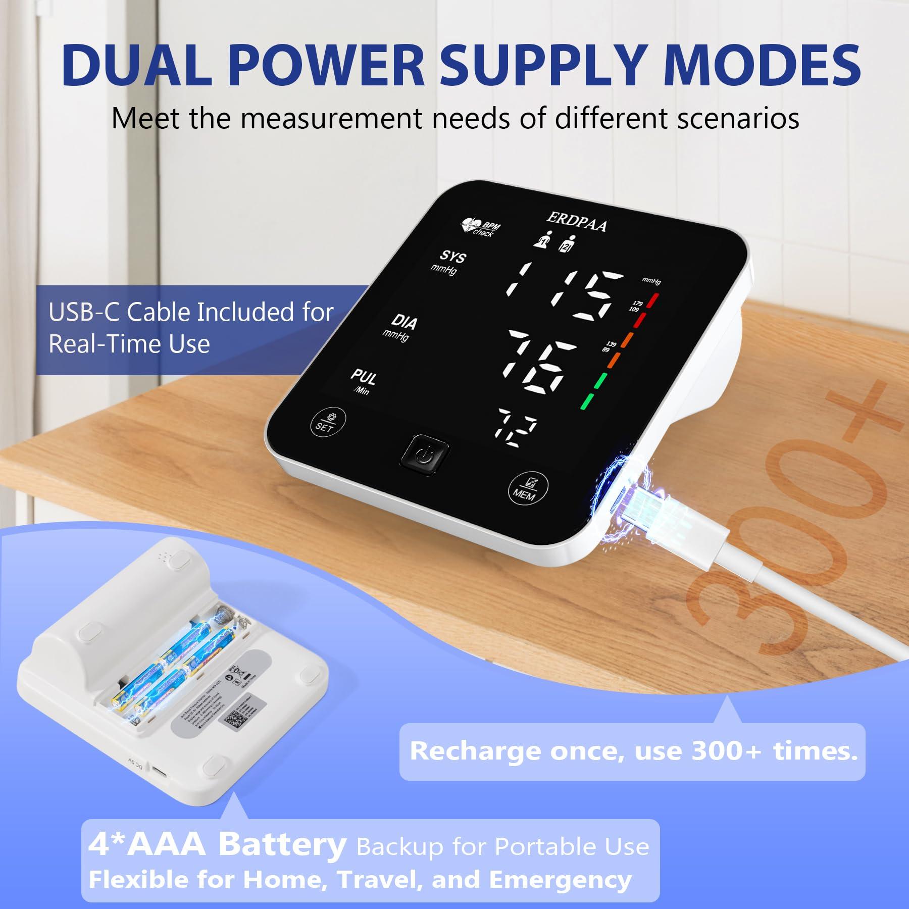 ERDPAA Blood Pressure Monitor,Smart Upper Arm Blood Pressure Monitors for Home Use with XL Pressure Cuff,Digital Blood Pressure Machine, Automatic Electric BP Machine with Large Cuff
