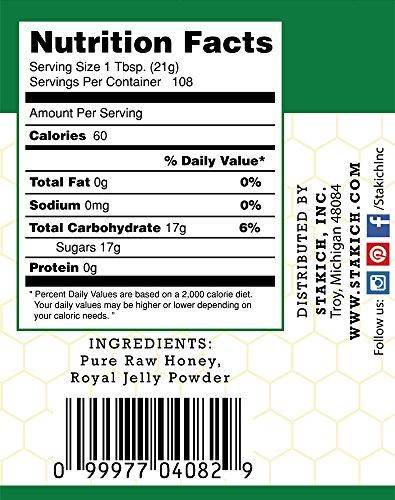 Stakich Stakich Royal Jelly Enriched Raw Honey - Pure, Unprocessed, Unheated - 5 Pound (80 Ounce)
