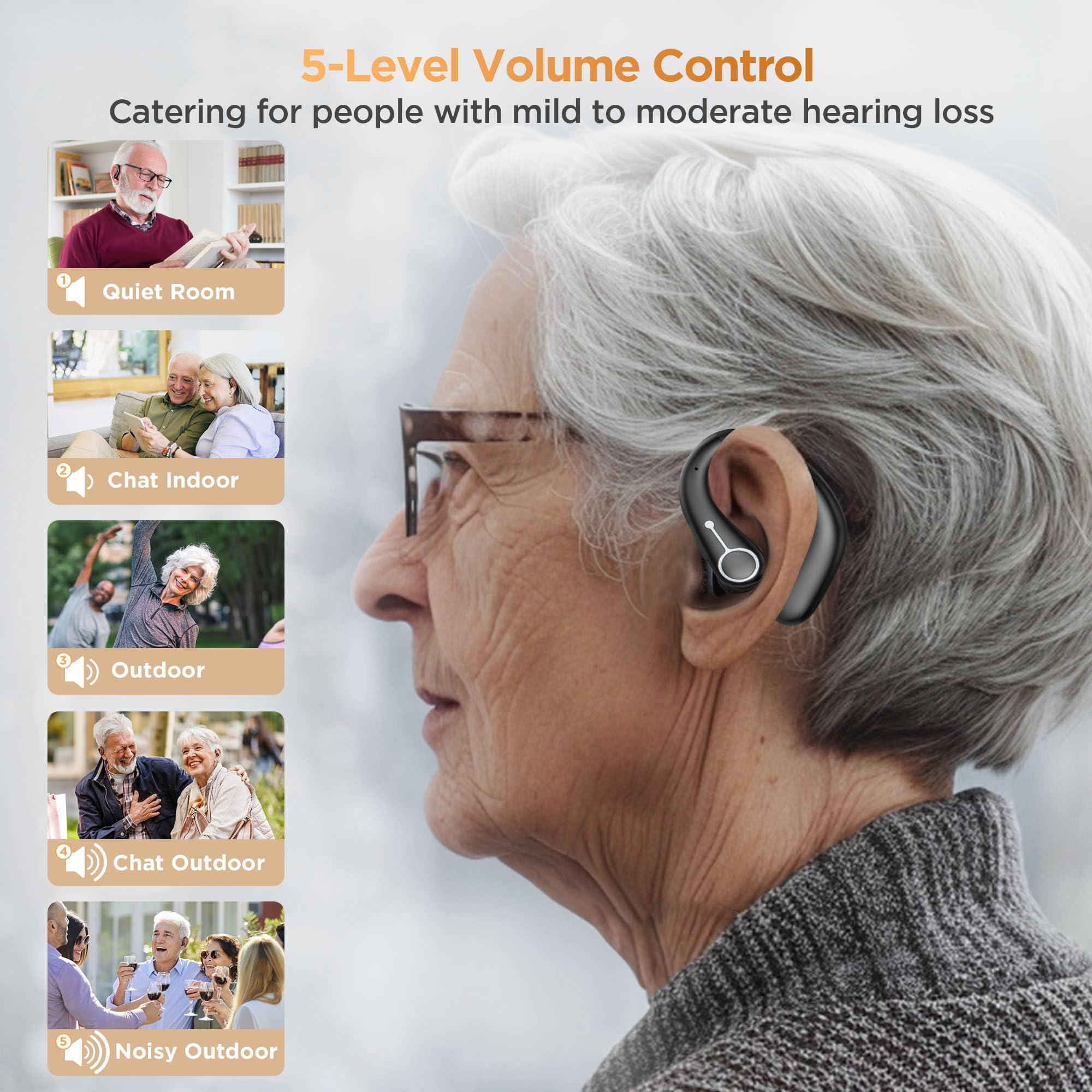 WASOCA Hearing Aids, Hearing Aids for Seniors with Bluetooth, Rechargeable Hearing Aid with APP for People with Hearing Loss, 5 Levels of Volume Automatic Noise Cancellation, Clear Sound and Easy to Use
