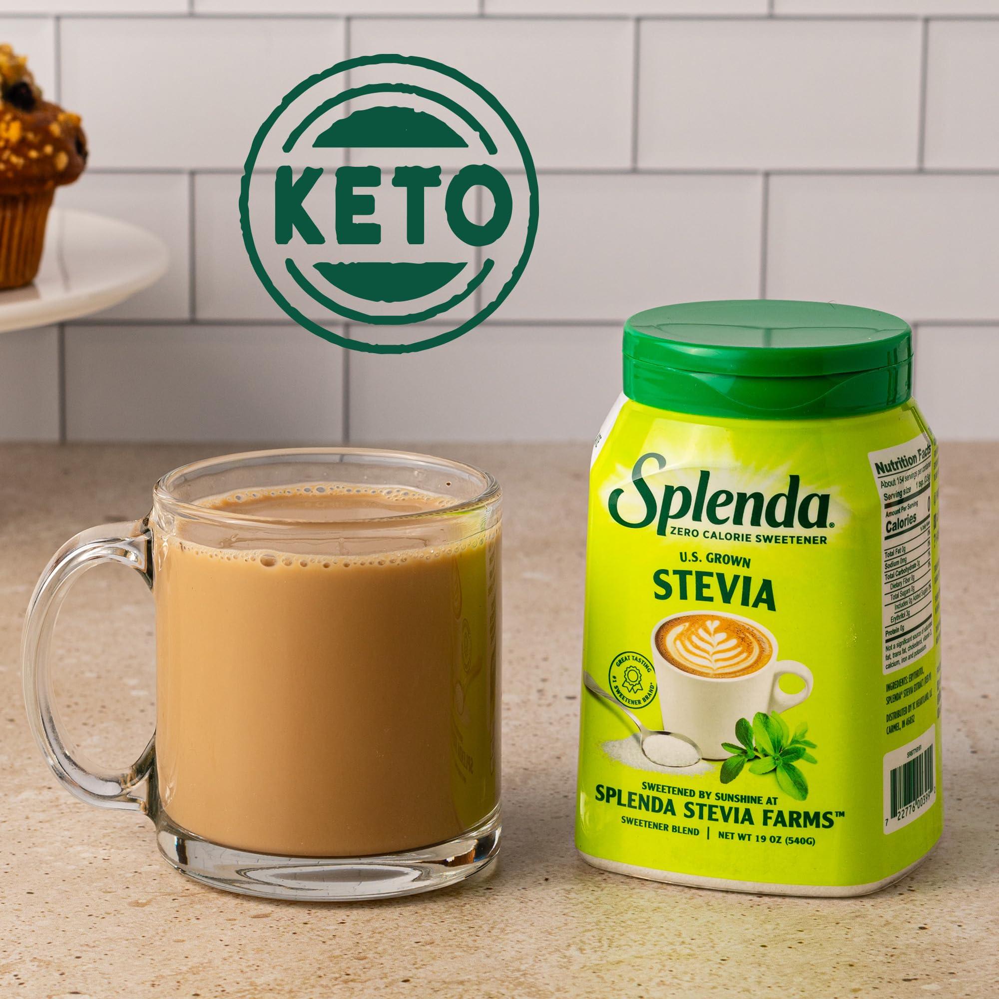 SPLENDA SPLENDA Stevia Zero Calorie Sweetener, Plant Based Sugar Substitute Granulated Powder, 19 oz Jar