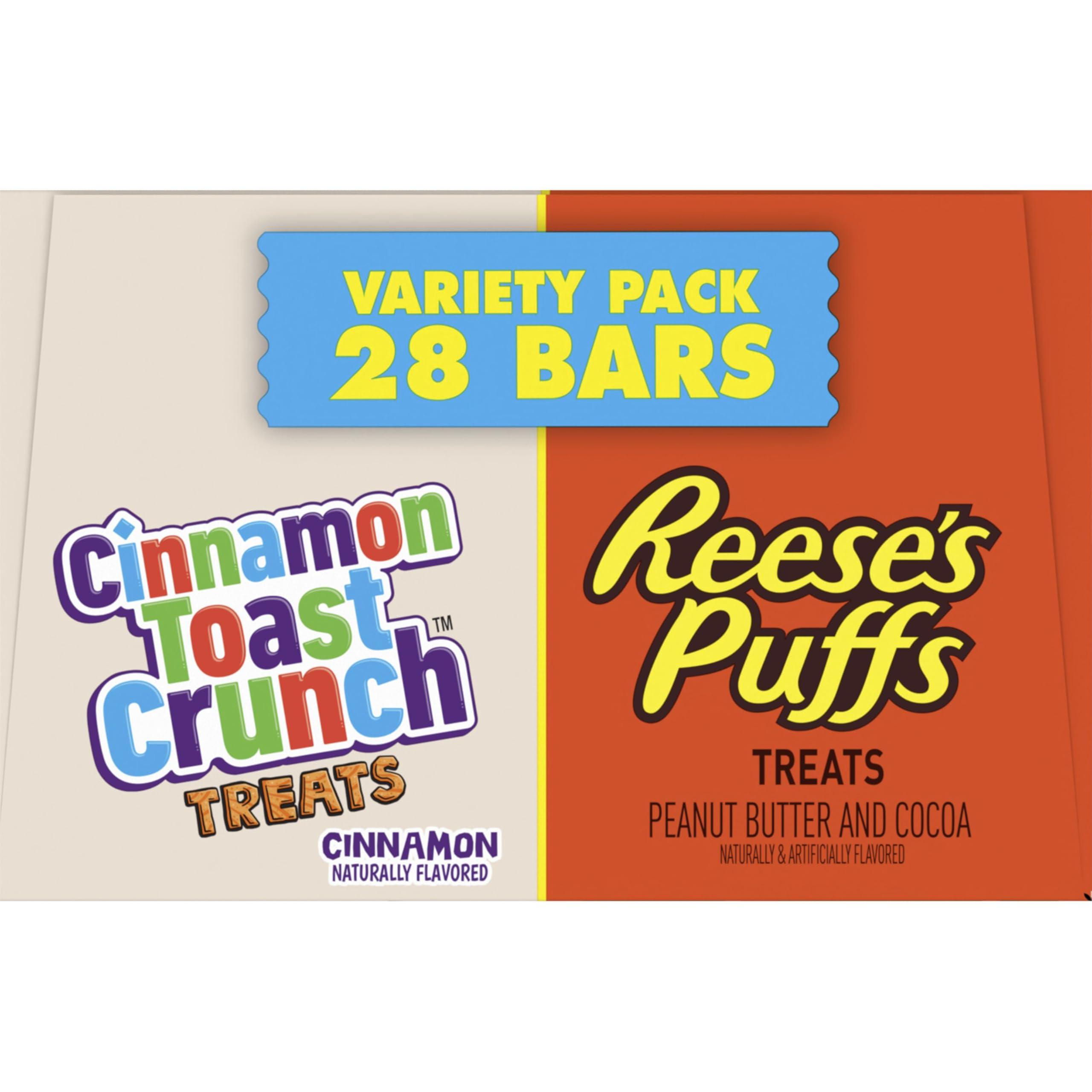 General Mills Reese\'s Puffs Cinnamon Toast Crunch Cereal Treat Bars Variety Pack, 28 ct