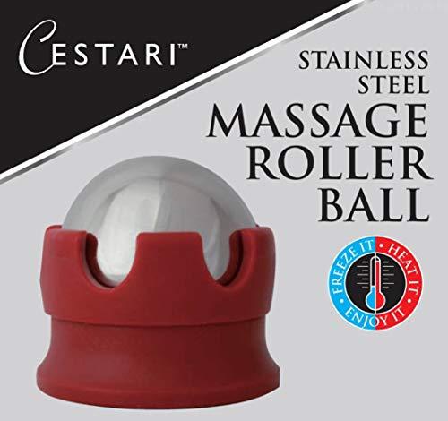Cestari Massage Roller Ball - Stainless Steel Gel Balls for Heat + Ice Therapy - Back, Shoulder, Calf, Foot Massager with Heat or Cold - Myofascial Release - Deep Tissue Trigger Points - Hot Cold Roller.