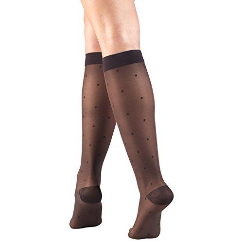 Truform Truform Sheer Compression Stockings, 15-20 mmHg, Women's Knee High Length, Dot Pattern, Charcoal, Large
