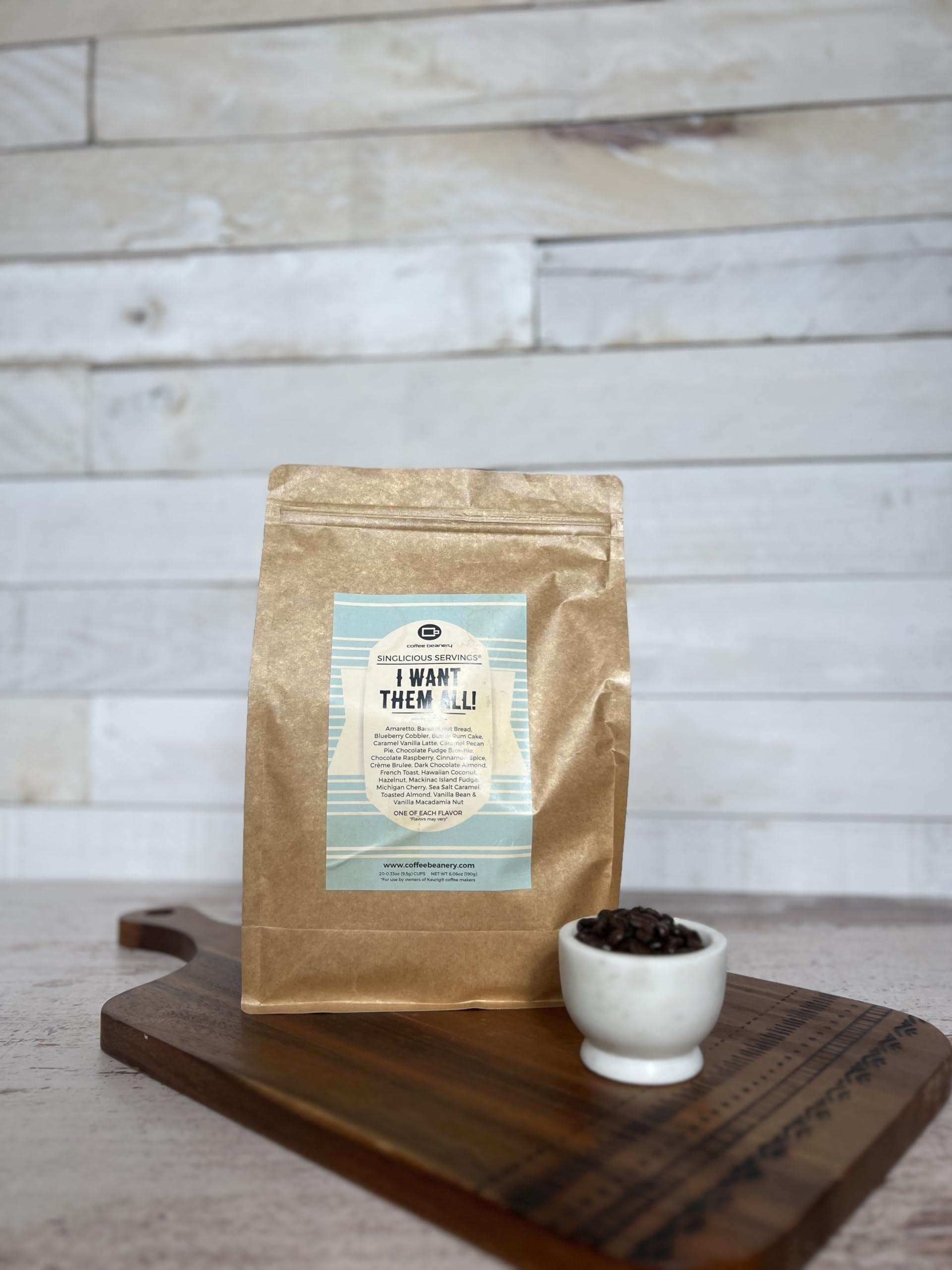 Coffee Beanery I Want Them All Coffee Pod Variety Pack of Coffee Pods by Coffee Beanery | 20ct Flavored Coffee Pods Medium Roast Coffee Pods| 100% Specialty Arabica Coffee| Gourmet Coffee Pods