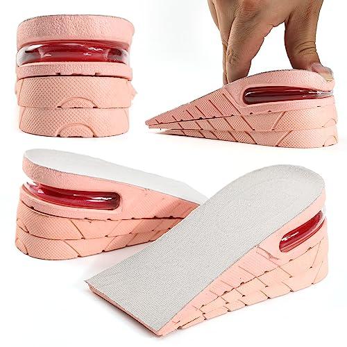 XINIFOOT Height Increase Insole 3-Layer Air Cushion Heel Insert Lift Shoes Insole for Men and Women Invisible Elevator Adjustable Insoles (Half Pad, Pink)