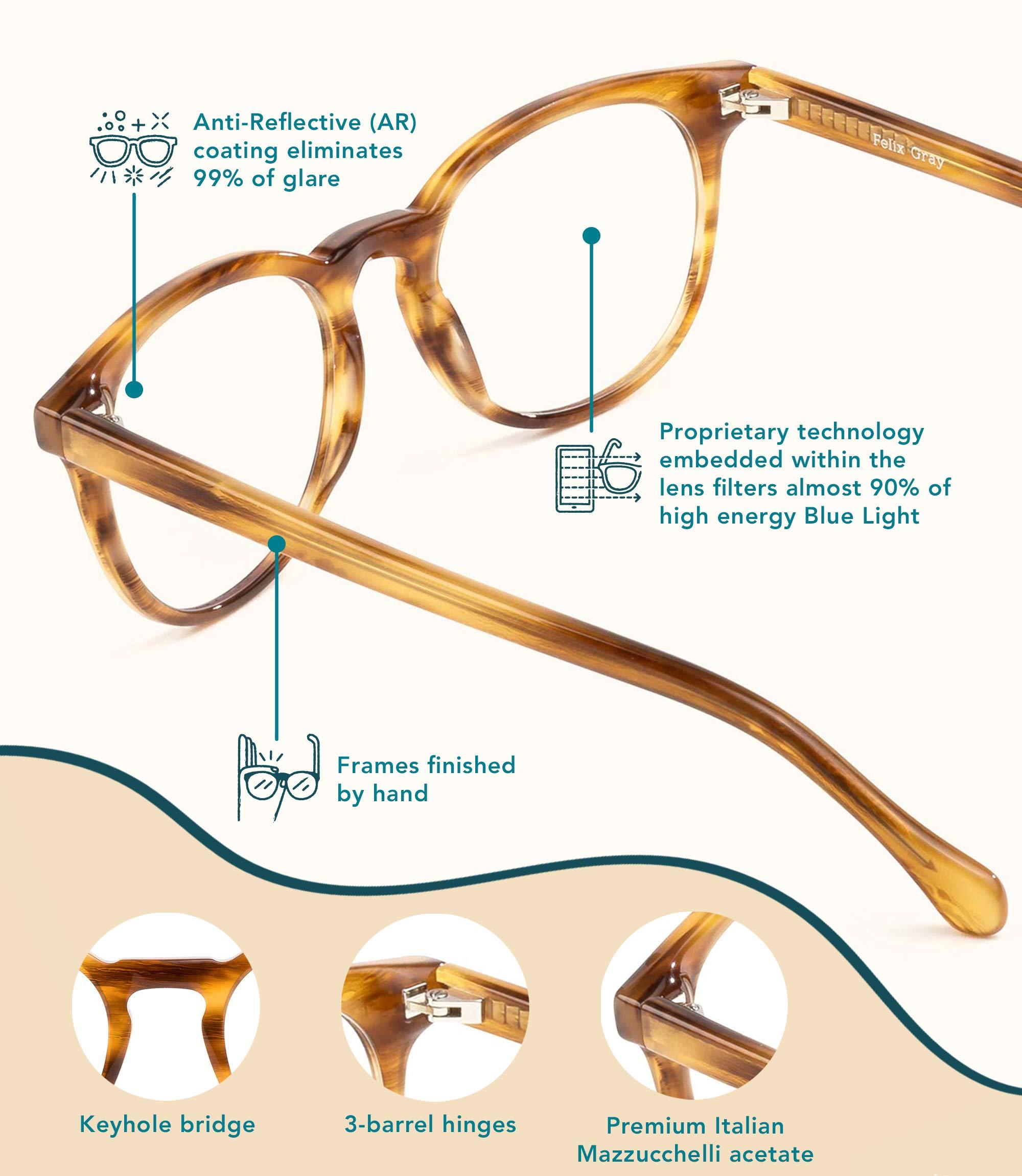 Felix Gray Felix Gray – Roebling Blue Light Blocking Computer Glasses (Amber Toffee)