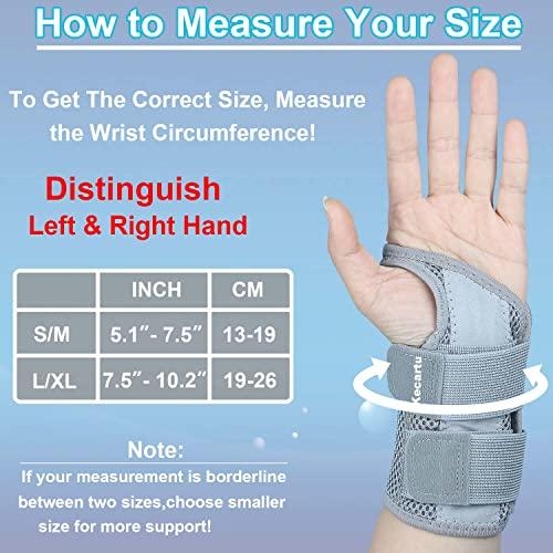 Kecartu Wrist Brace for Carpal Tunnel Pain Relief, Wrist Support Splint for Women Men,Sprain, Repetitive Strain, Adjustable Hand Brace for Sleeping Fits Right Left Hand for Arthritis (Grey, Left Hand, S/M)