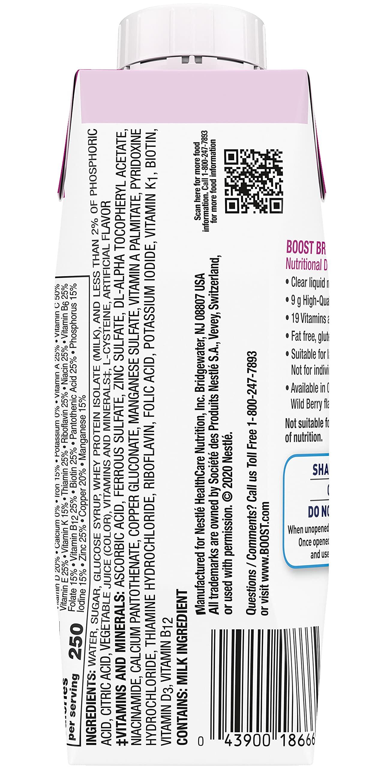 BOOST Boost Breeze Nutritional Drink, Wild Berry, 8 FL OZ (Pack of 12)