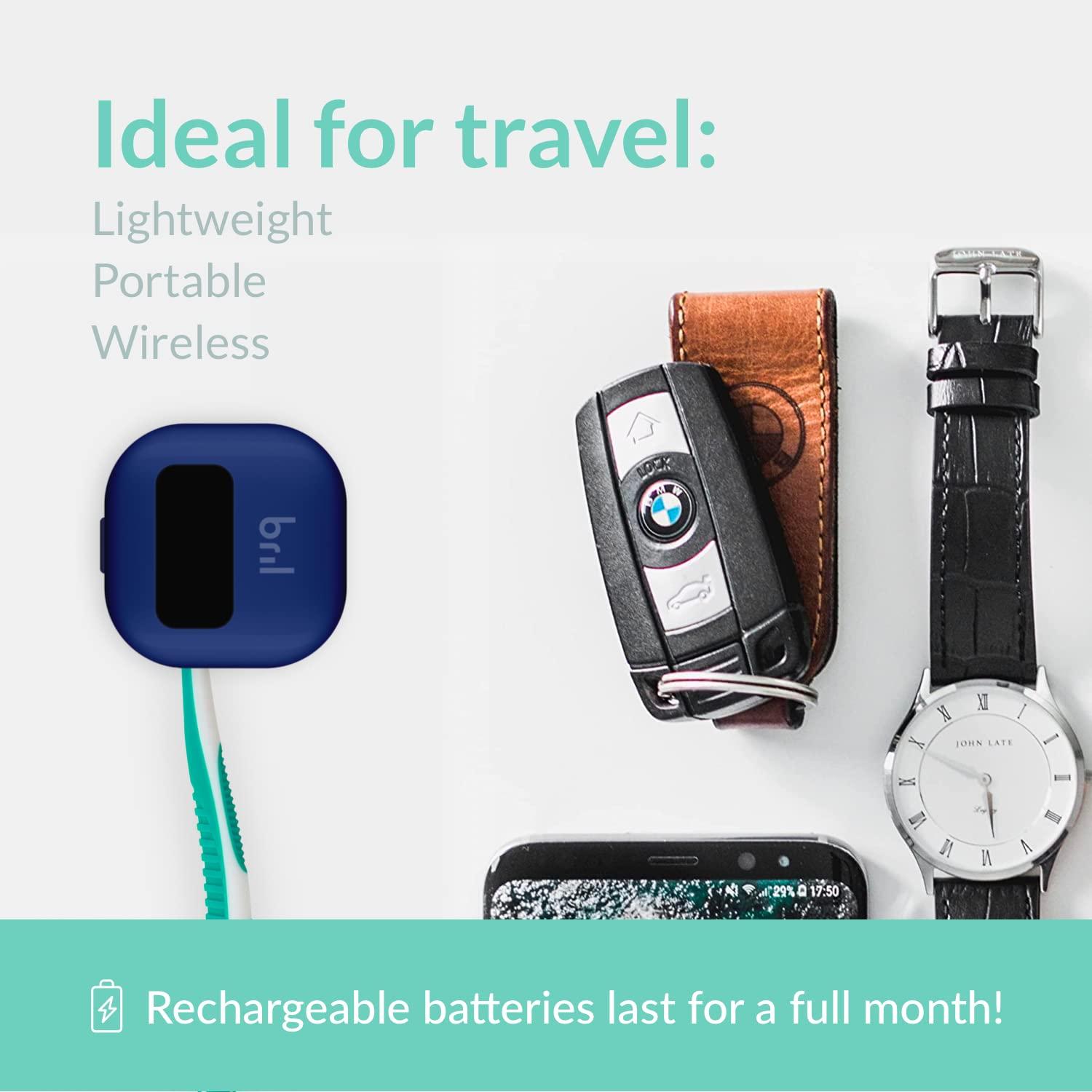 Bril Bril UV-C Toothbrush Cleaner, Portable Brush Cover, Holder, and Travel Case for Any Size Toothbrush, White, Black, Navy (5 Pack)