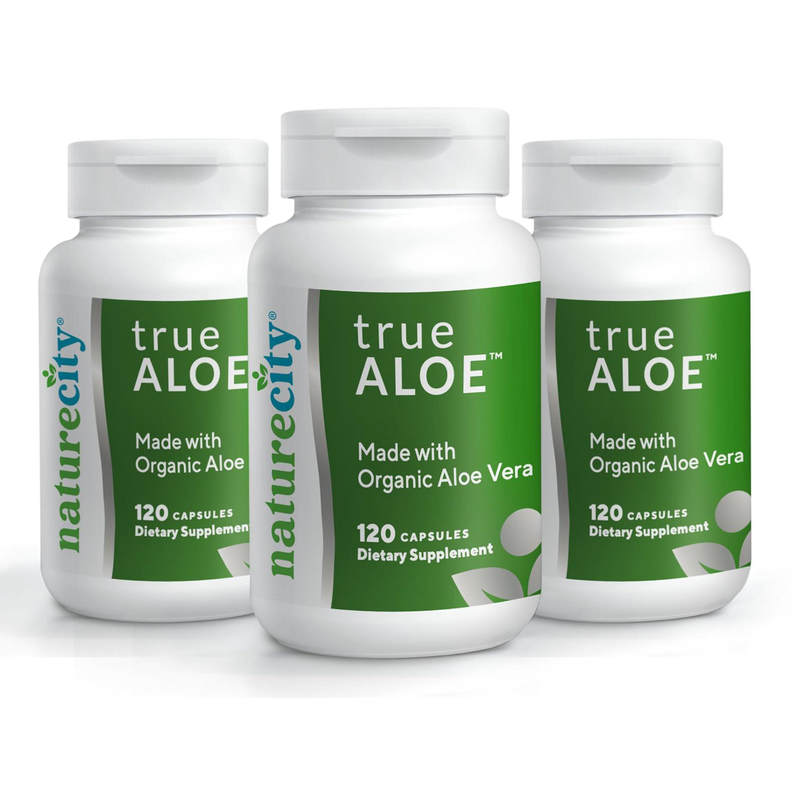 NatureCity NatureCity True-Aloe 80,000mg Aloe Vera Gel Equivalent Per Serving Made with Organic Aloe Vera (360 Capsules) Digestive, Skin and Joint Support|Small Easy-to-Swallow Pills