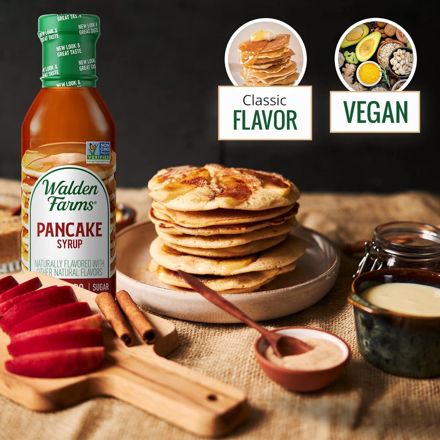 Walden Farms Walden Farms Pancake Syrup - Zero Calorie, Sugar-Free, Keto-Friendly, Low Carb, Gluten-Free, Vegan Maple Syrup Substitute for Pancakes, Waffles, French Toast, (12 oz Bottle x 2)