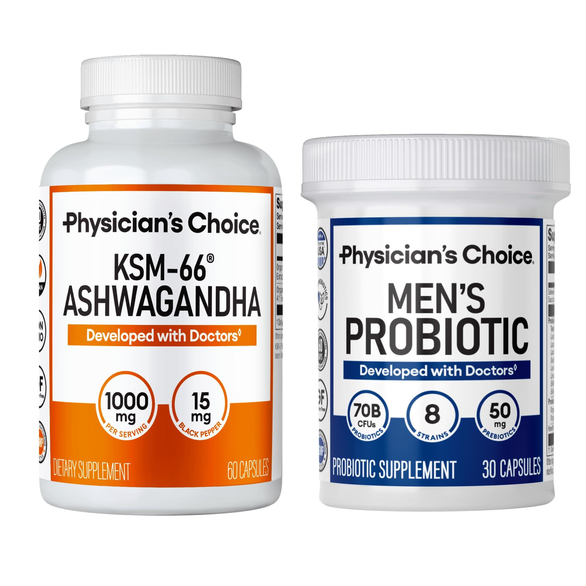 Physician\'s CHOICE Physician\'s CHOICE Mens Stress Bundle - KSM-66 Ashwagandha + Mens Proboiotic (70b probiotic)