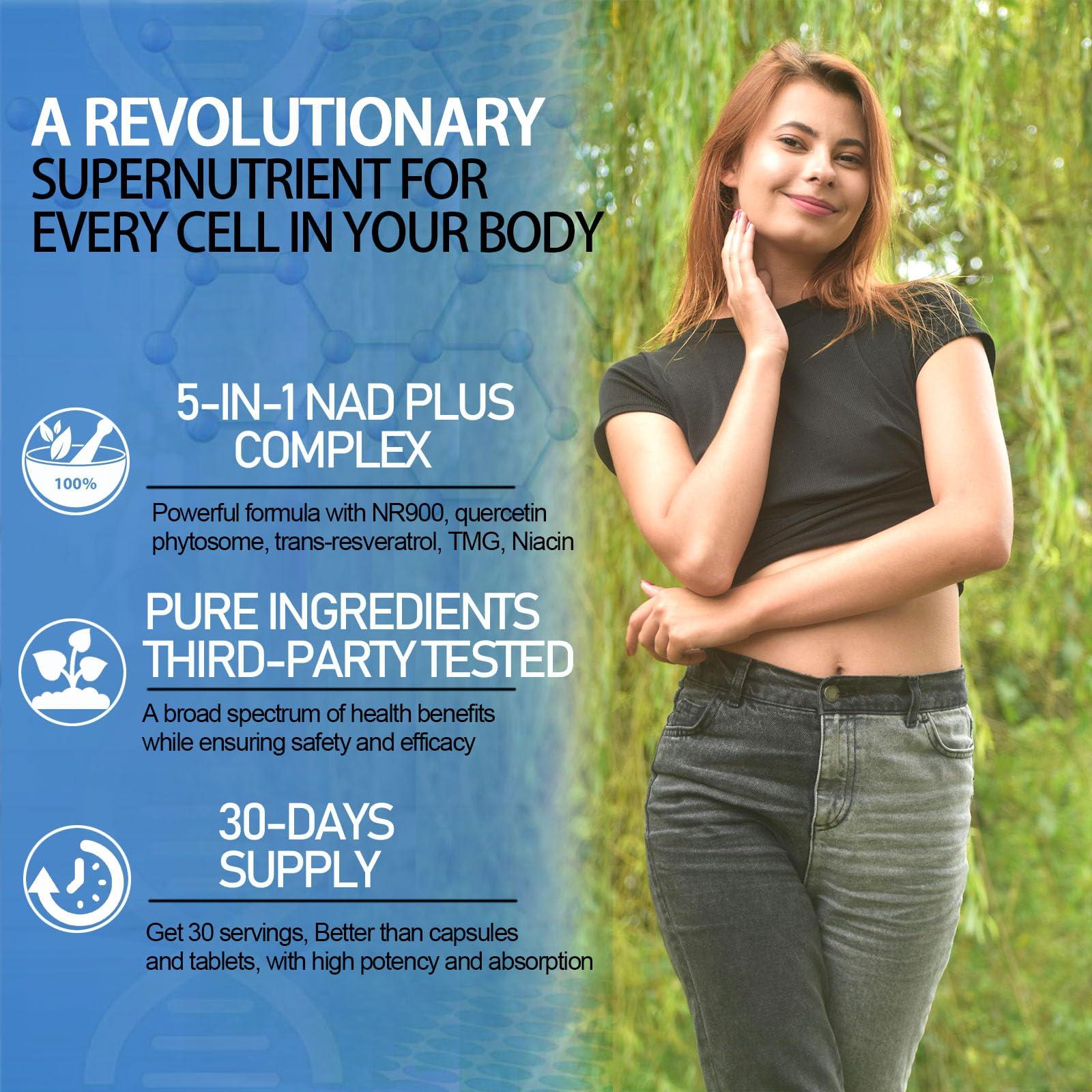 AMENQ hHEALTH NAD Supplement, Liposomal NAD Nicotinamide Riboside Resveratrol 900mg Quercetion, TMG, Vitamin B3, High Potency NAD Plus Liquid Supplement for Cell Regenerator, Longevity, Energy, Anti-Aging, Focus