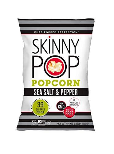 SkinnyPop SkinnyPop Sea Salt & Pepper Popcorn, Gluten Free, Non-GMO, Healthy Popcorn Snacks, Skinny Pop, 4.4oz Grocery Size Bags (12 Count)