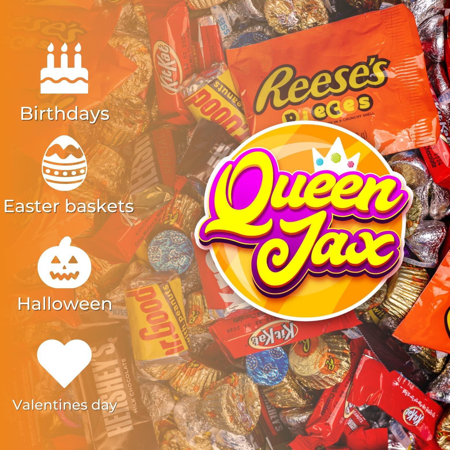 Queen Jax Hershey Chocolate Candy Variety Pack- 10 Lb - Dark Chocolate & Milk Chocolate - Hershey Kisses, Reese, Kitkat + More! - Halloween Candy Bulk - Chocolate Bar, Chocolate Bulk Candy Individually Wrapped