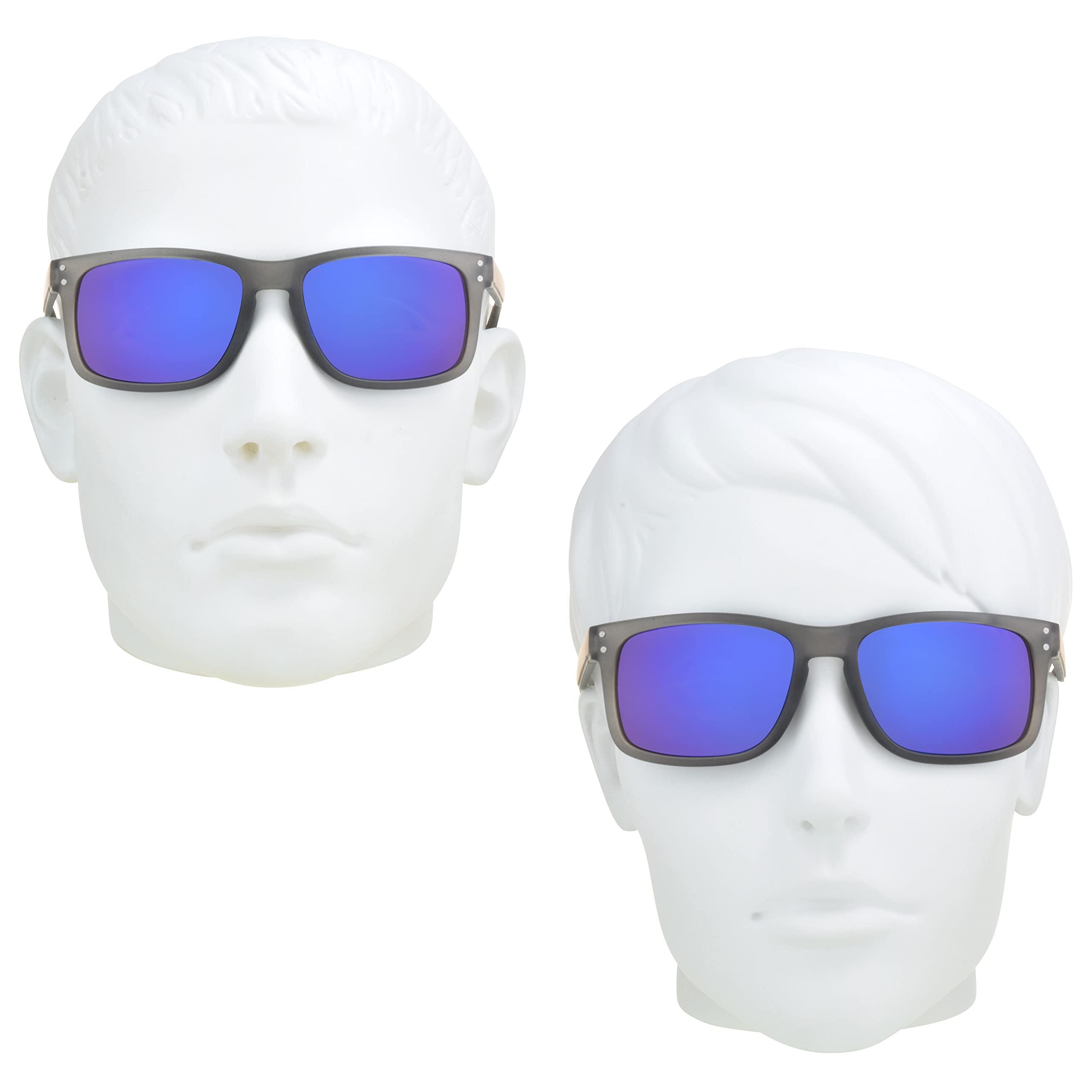 proSPORT proSPORT Sunglass Readers +1.75 Gray Frame Full Lens Blue Mirror Dark Tint Golf Driving Horn Rim for Men Women