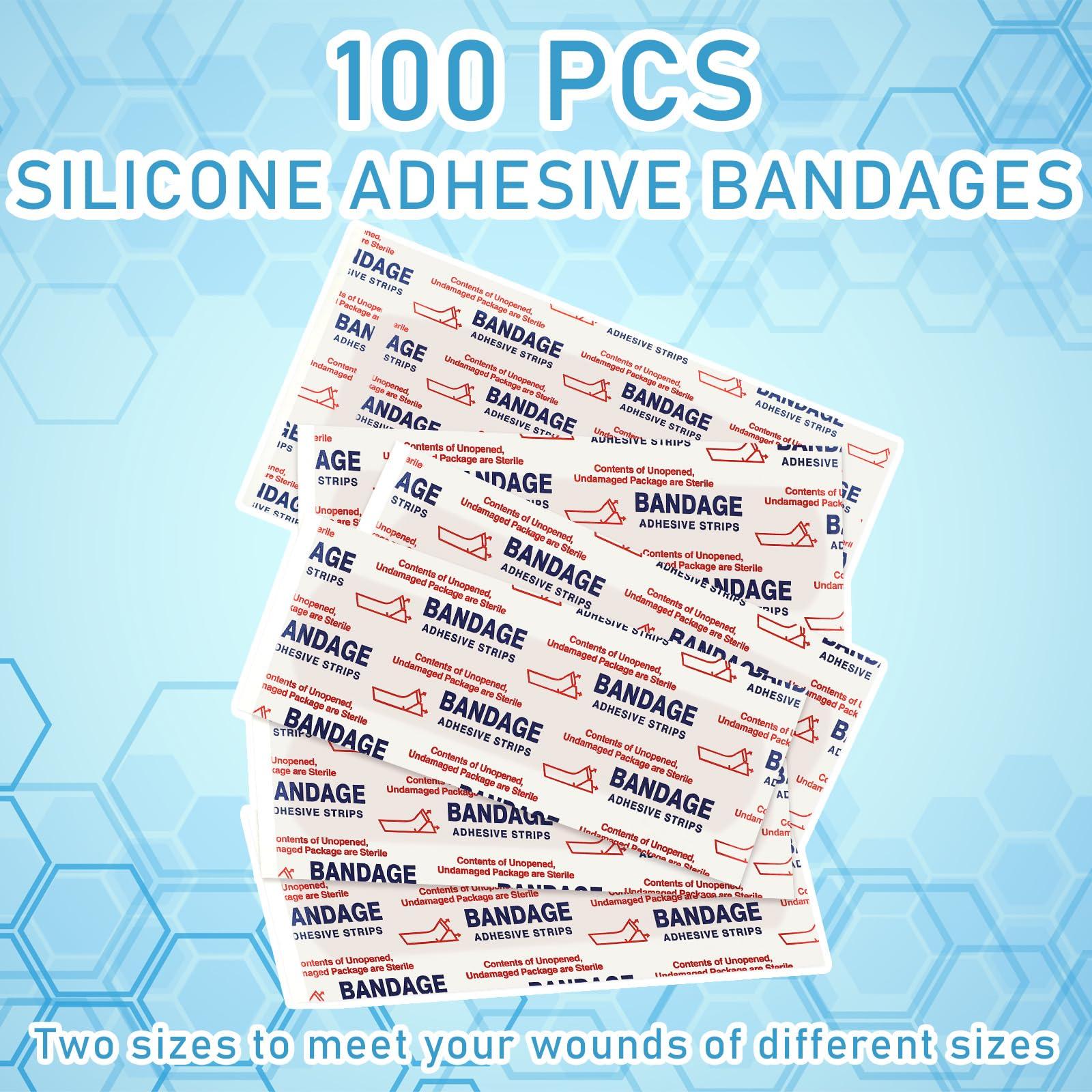Funtery Funtery 100 Pcs Silicone Adhesive Bandages Bulk Sensitive Skin Bandages Painless Removal Silicone Bandages for Sensitive Fragile Skin Elderly Painless Removal Delicate Sensitive Skin