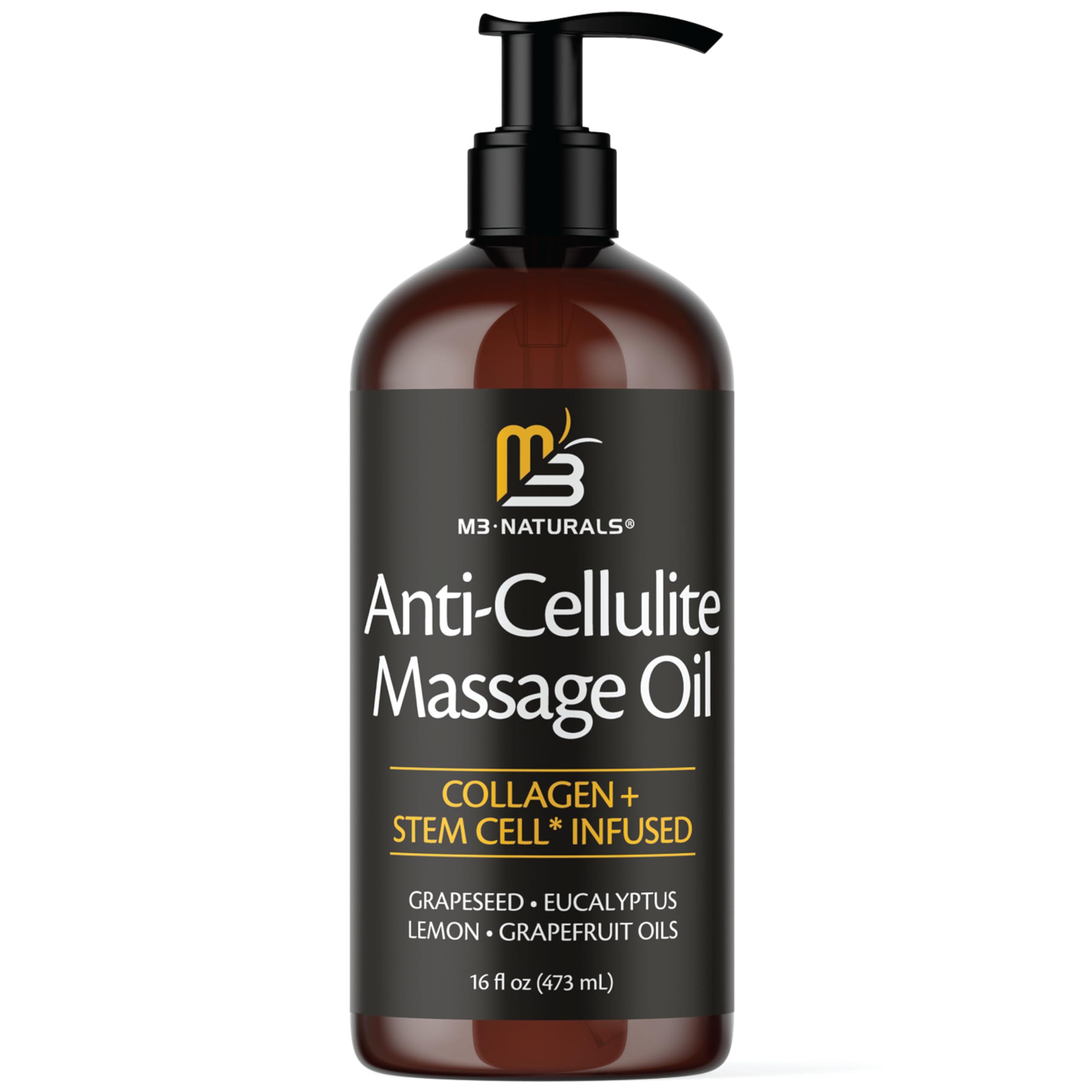 M3 Naturals Anti-Cellulite Massage Oil, 2 Pack, Collagen and Stem Cell Skin Tightening Therapy for Women, 8 Fl Oz Each by M3 Naturals
