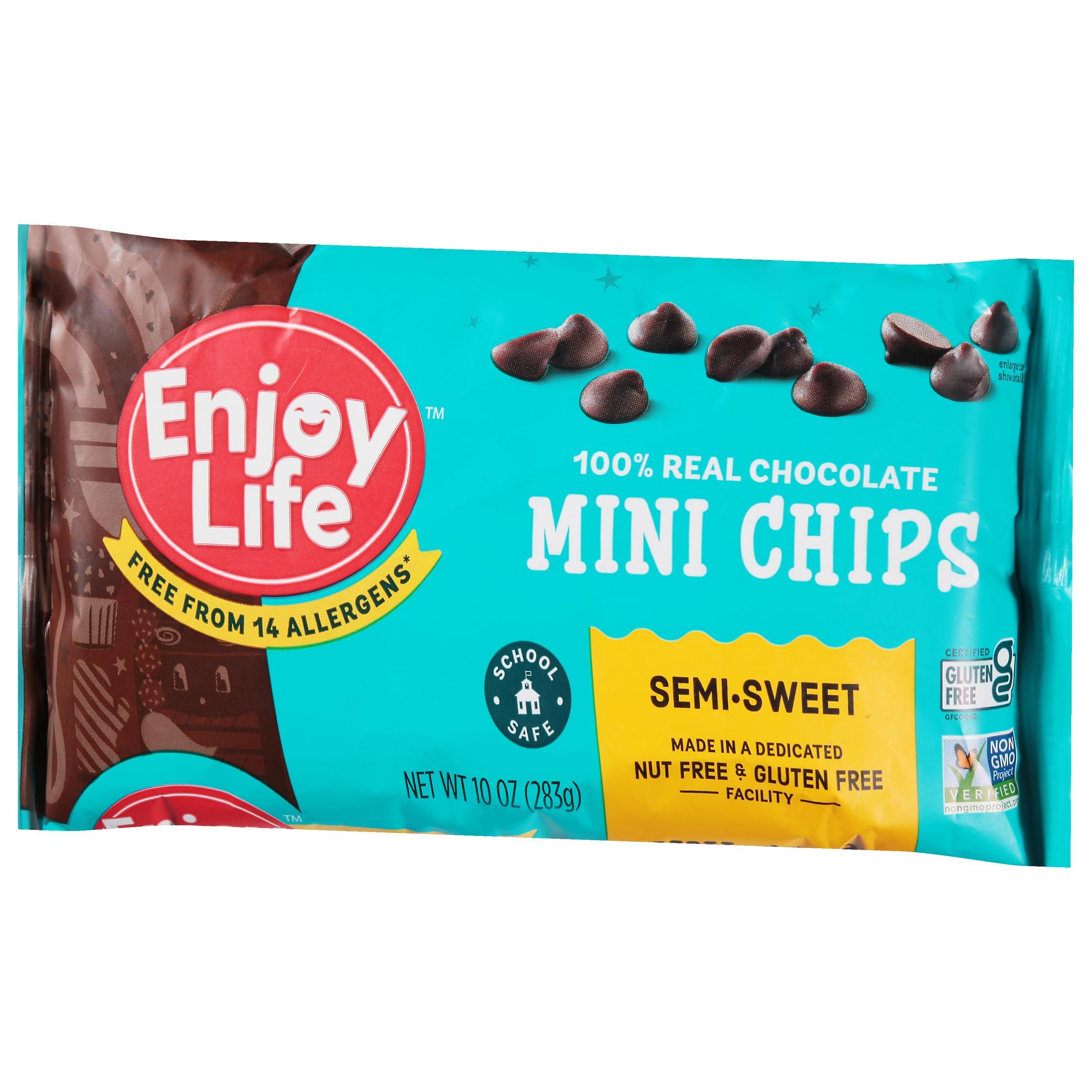 Enjoy Life Foods Enjoy Life Baking Chocolate Semi-Sweet Mini Chocolate Chips, Gluten Free, School Safe, Non GMO, Dairy Free, Soy Free, Vegan, Nut Free Chocolate, 12 Bags (10 oz) Bulk Chocolate