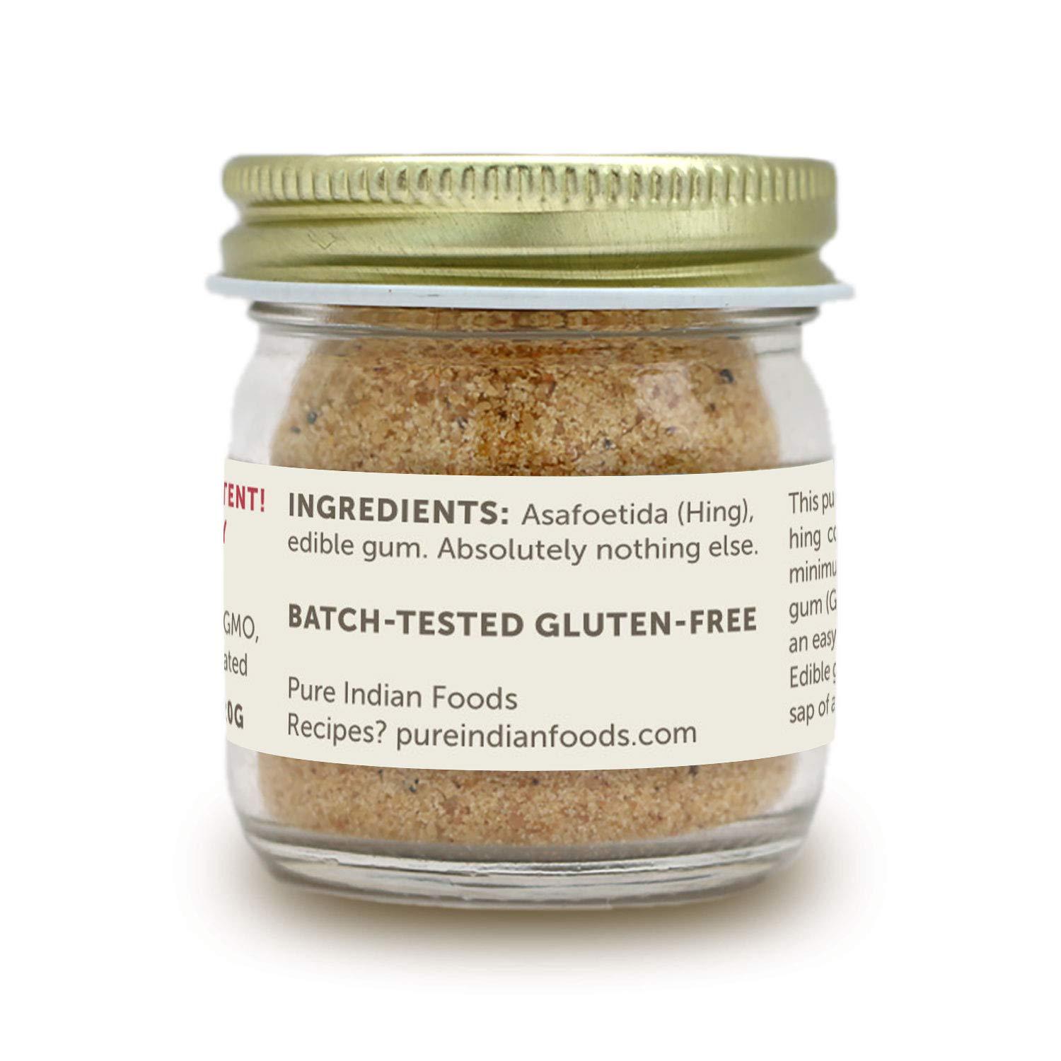 PURE INDIAN FOODS Pure Indian Foods Best Hing Ever (Asafoetida Powder), Gluten Free - Indian Spice for Garlic & Onion Substitute, 20g Glass Bottle (3 PACK)