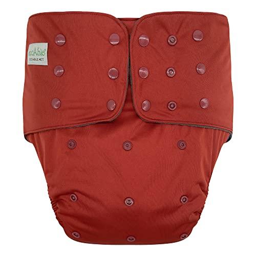 Ecoable Adult Pocket Cloth Diaper 2.0: Reusable Incontinence Protection Briefs for Special Needs Teens, Men and Women (Large, Deep Red)
