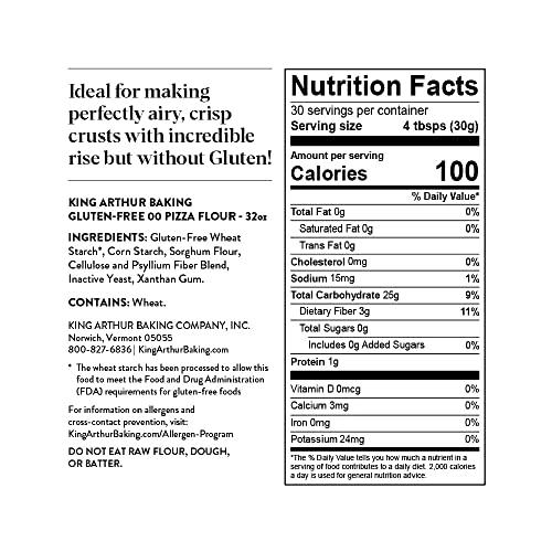 King Arthur King Arthur Gluten Free Pizza Flour: Crispy Neapolitan-Style Crust - 32 oz Box, Perfect for GF Baking, Celiac-Friendly, 00 Pizza Dough Mix