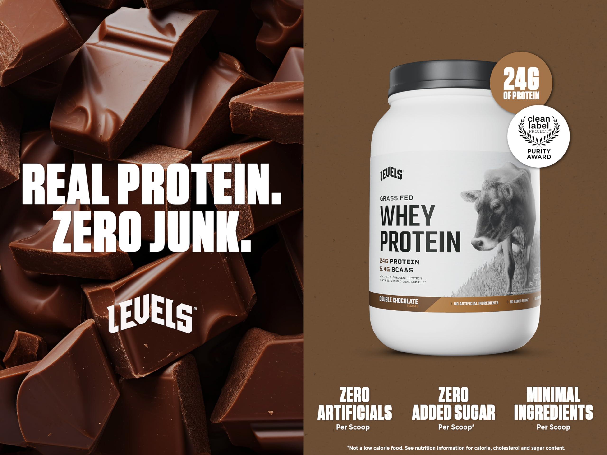 Levels Nutrition Levels Grass Fed Whey Protein, No Artificials, 24G of Protein, Double Chocolate, 2LB
