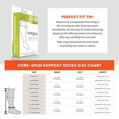 CORE-SPUN BY THERAFIRM Core-Spun 30-40mmHg Firm Graduated Compression Support Knee High Socks (Black, XL)