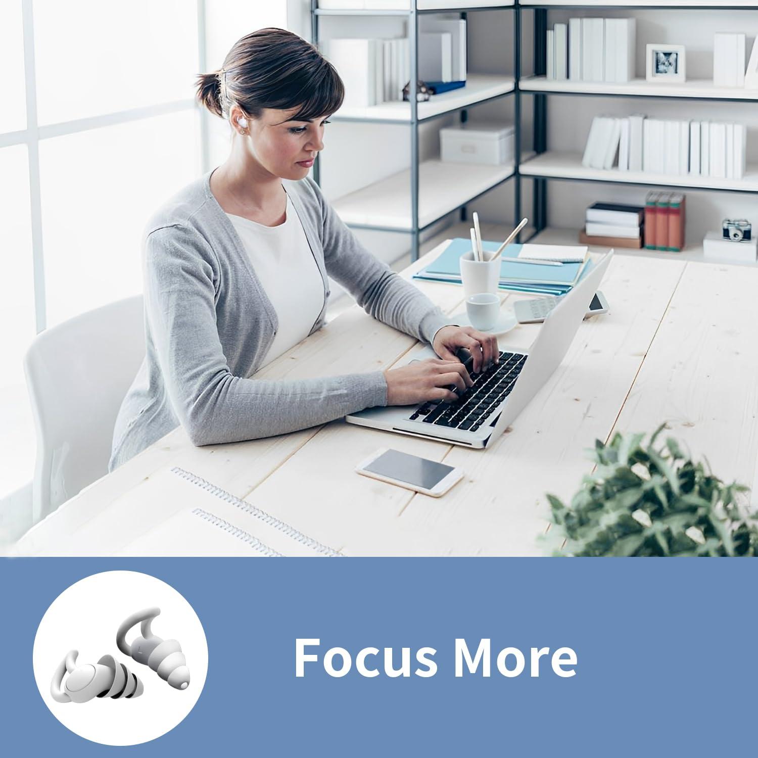 LIHOBI 10 Pairs Noise Reduction Ear Plugs, NRR 40dB Ultra Comfortable Silicone Reusable Ear Plugs for Sleeping, Snoring Swimming, Studying, Concerts, Noise Cancelling and Hearing Protection Grey