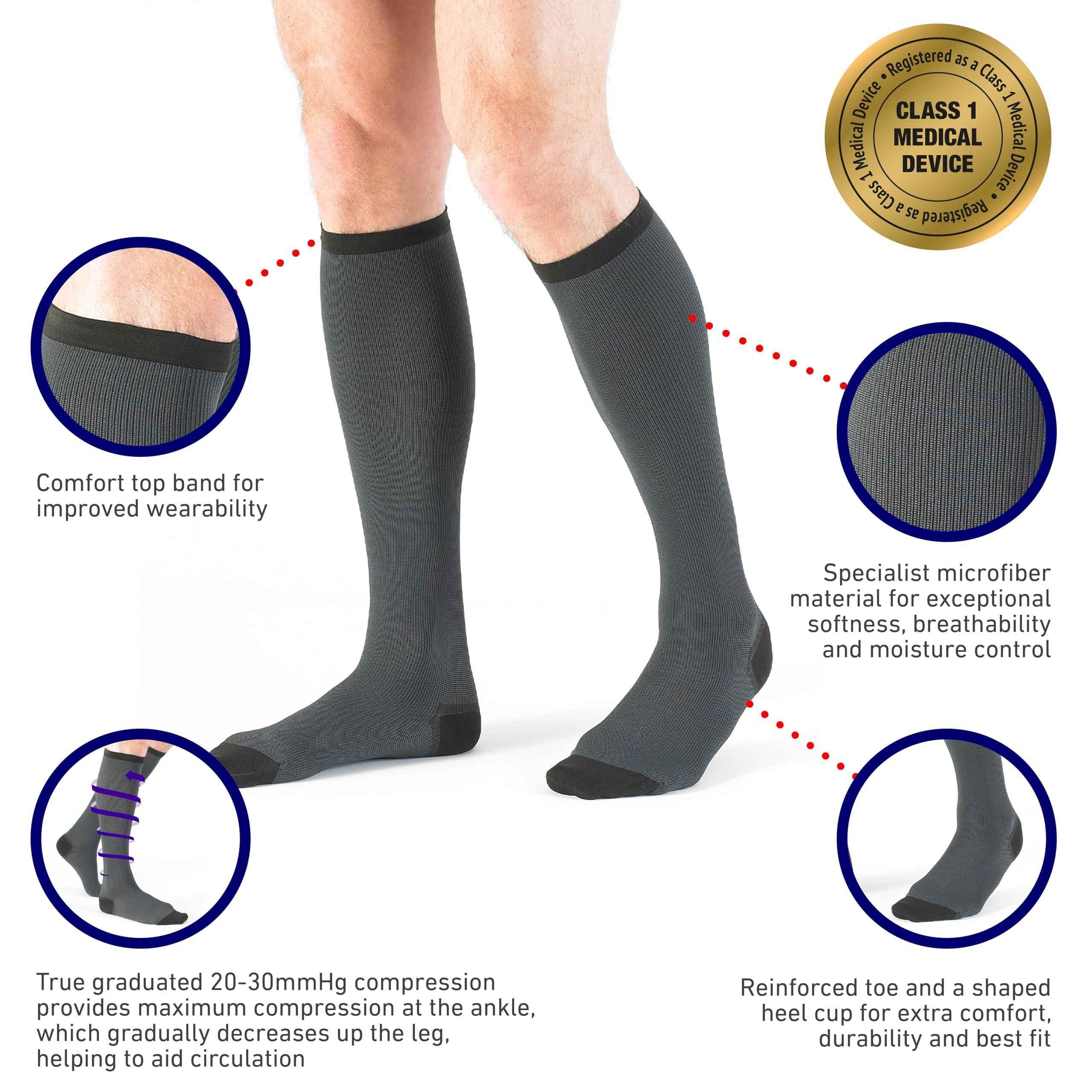 Neo-G Neo G Therapeutic Compression Socks Men 20-30 mmhg knee high - for spider or varicose veins, swollen legs, feet, ankles, treating mild edema. Mens compression socks for swelling - Black - XXL