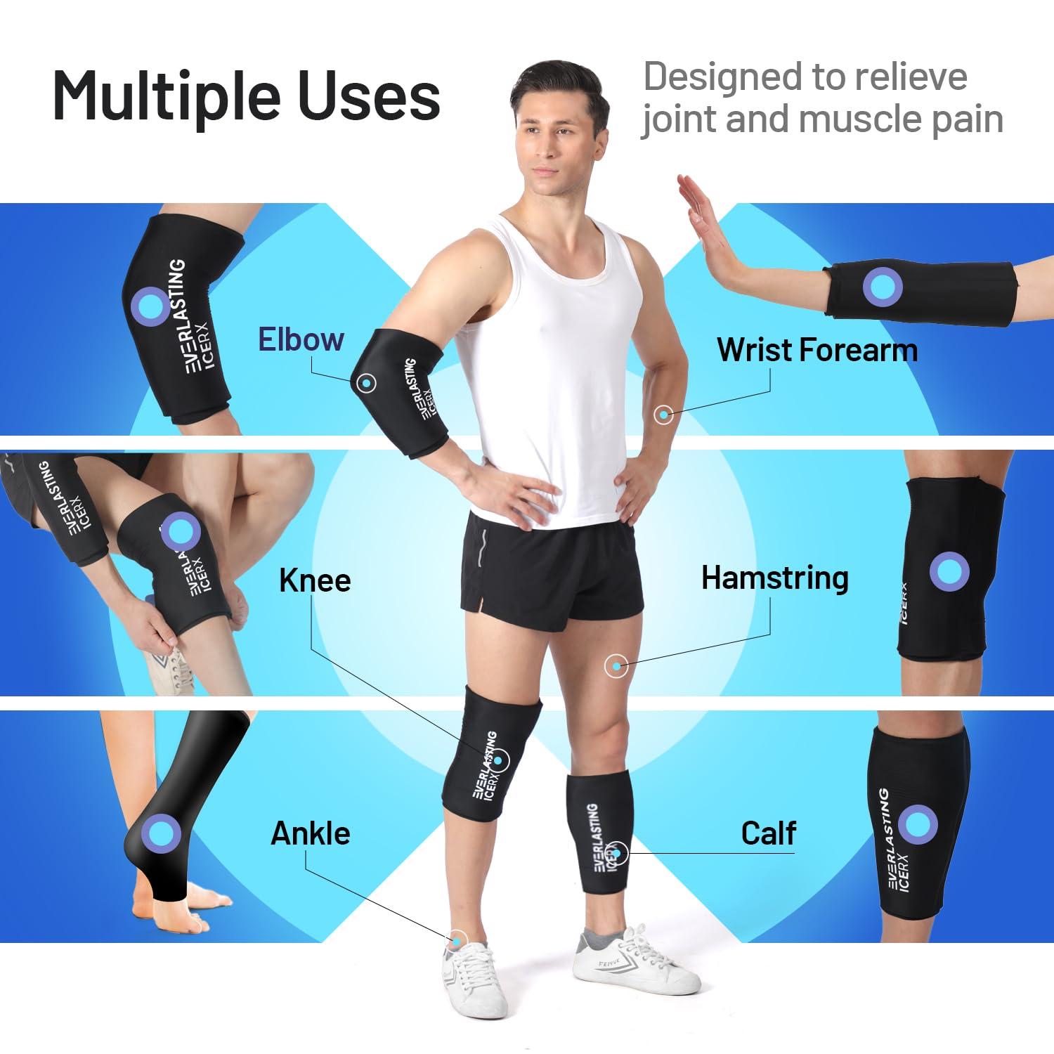 Everlasting Ice RX EverlastingIce Knee Ice Pack Wrap Compression Sleeve for Injuries | Hot & Cold Therapy Ice Pack for Knee, 360 Coverage | Reusable for Knee, Elbow, Ankle, Wrist - Large