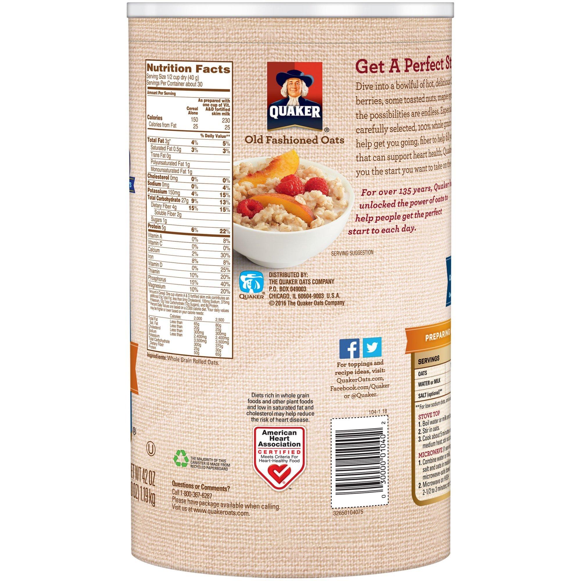 Quaker Quaker Oats Old Fashioned, 42 oz (Pack of 4)
