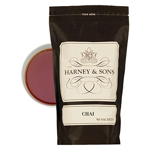 Harney & Sons Harney & Sons Chai Tea – Caffeinated Strongly Spiced Black Tea- 50 Tea Sachets