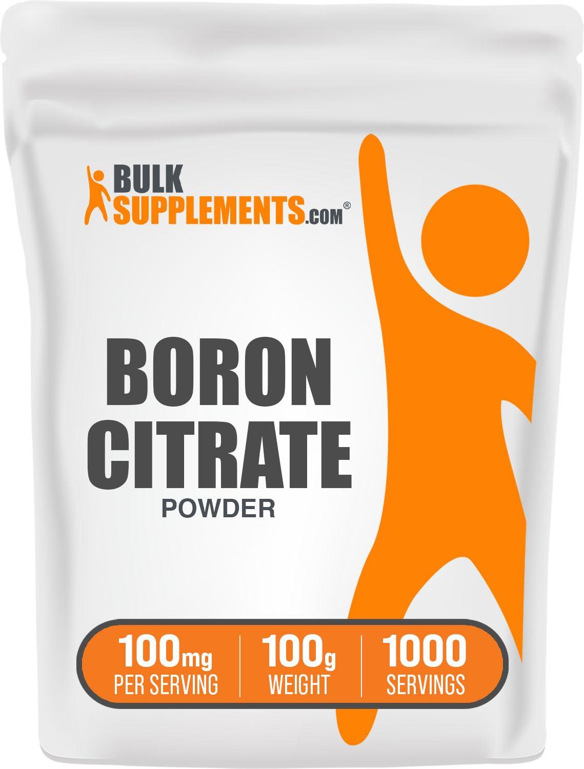 BULKSUPPLEMENTS.COM BulkSupplements.com Boron Citrate Powder - Boron 5mg, Boron Supplement for Men & Women, Food Grade Boron - for Bones & Joints Support, 100mg per Serving, 100g (3.5 oz) (Pack of 1)