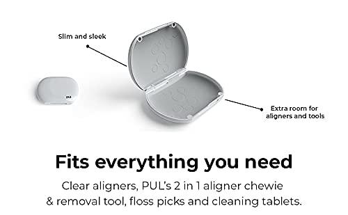 The Pultool PUL Clear Aligner & Retainer Case Compatible with Invisalign, Pul Tool, Retainers, Dentures, Mouthguards, Nightguards, & Floss Picks - Secure Magnetic Closure for Slim, Sleek Durable Design (Gray)