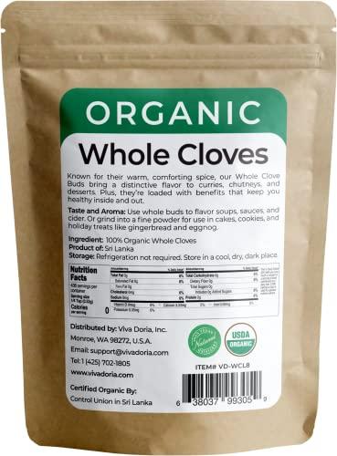 Viva Doria Viva Doria Organic Ceylon Whole Cloves, Hand Picked Sri Lankan Clove Buds, 8 Oz (227 g) | Raw from Sri Lanka