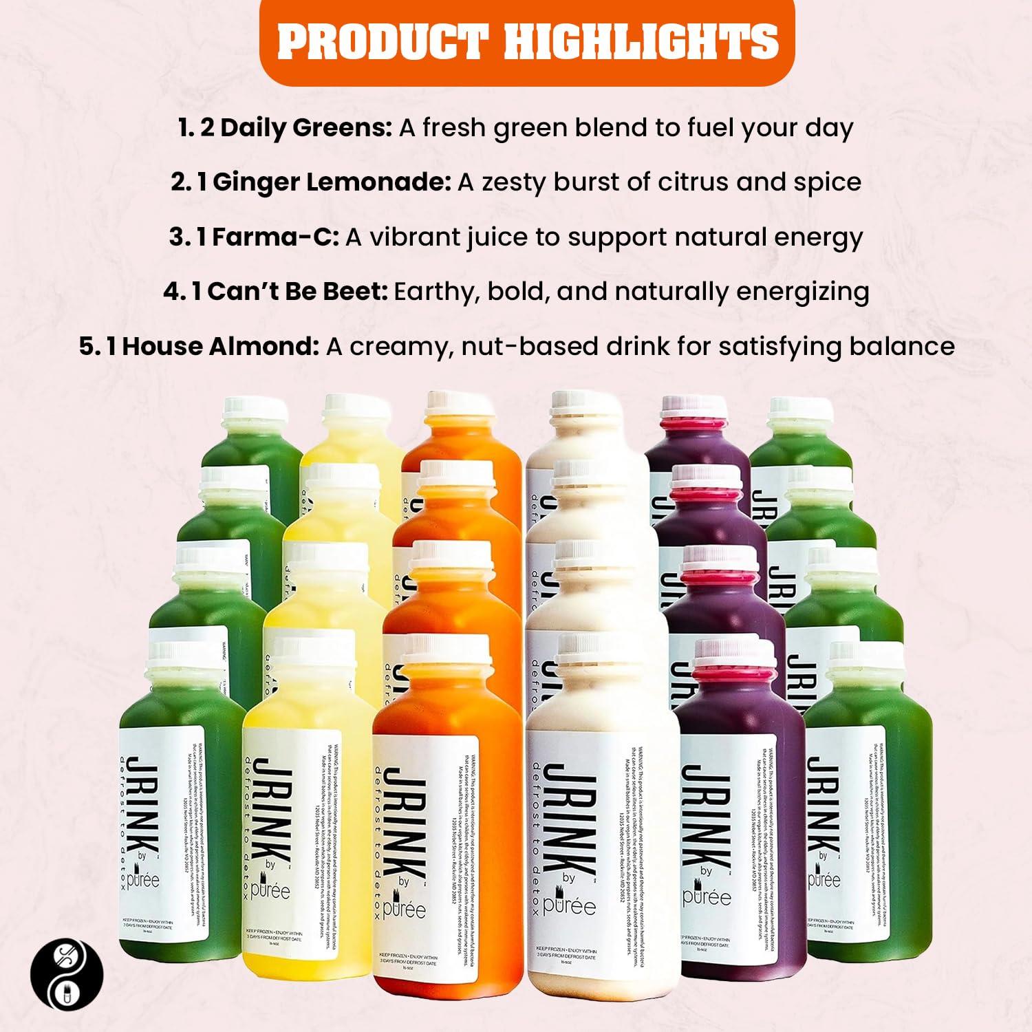 JRINK by Pure JRINK by Pure Easy Juice Cleanse, Cold-Pressed Juice, Nothing Added, Frozen for Maximum Freshness, No Pasteurization, No HPP, Nothing Added. (24)