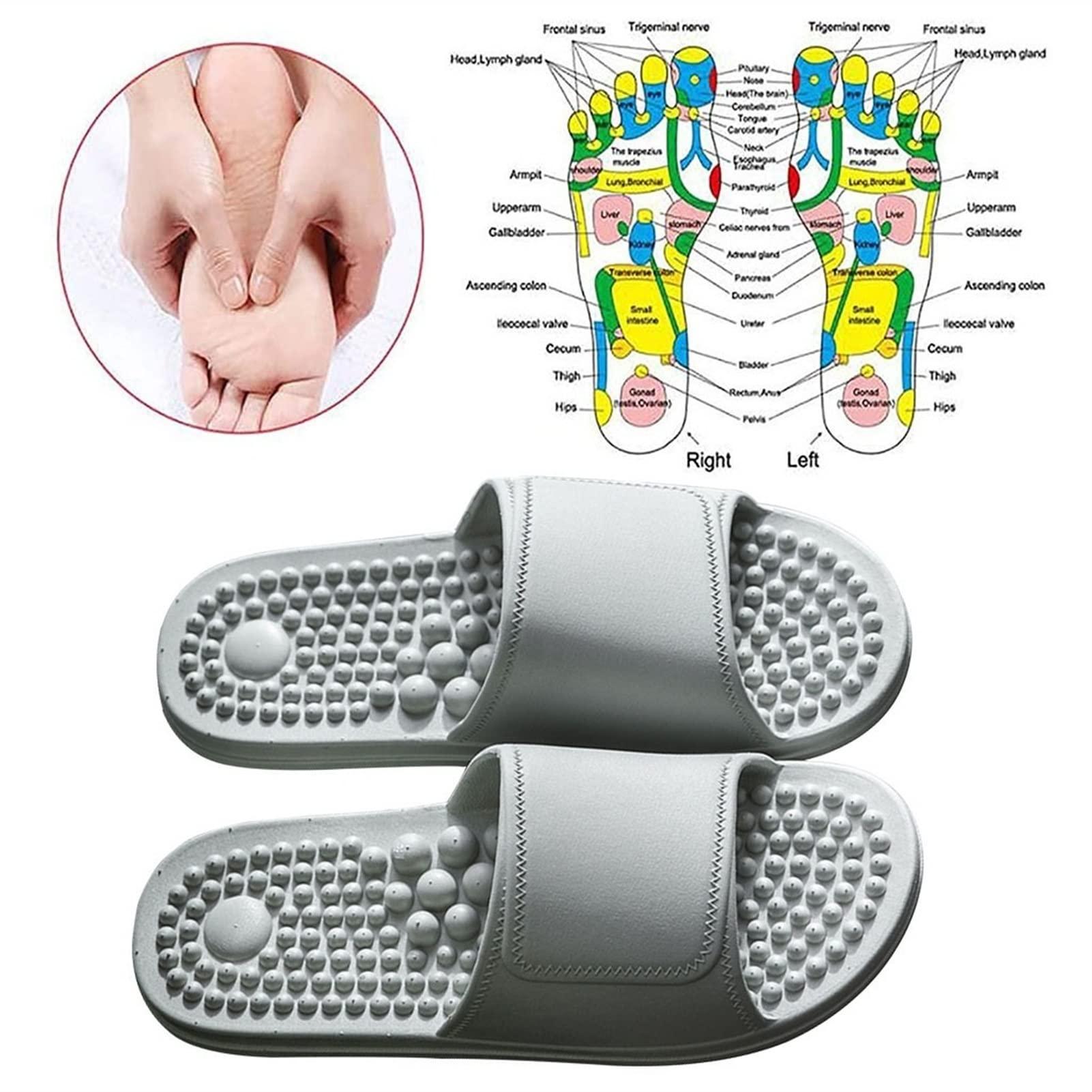 Xnlonby Xnlonby Acupressure Reflexology Massage Slippers for Flat Feet Plantar Fasciitis Arch Support House Sandals, Boost Circulation Improves Health for Men Women(Size:9-9.5 Men,Color:Gray)