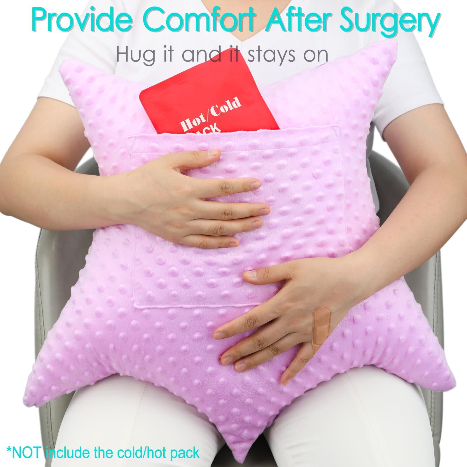 HapiPoppy HapiPoppy Star Shape Hysterectomy Pillow Hysterectomy Recovery Must Haves Gifts with 2 Pockets Tummy Pillow Abdominal Surgery Pillows Shock Absorbing Cough Cushion, Minky Dot Lavender