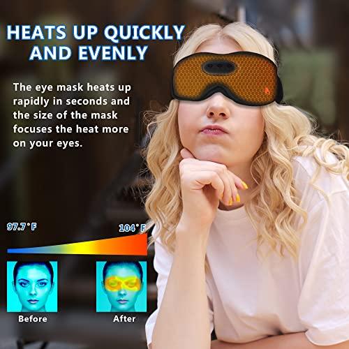 SYPVRY Heated Eye Mask with Bluetooth Headphones SYPVRY Wireless Sleep Eye Mask Headphones for Sleeping with Temperature & Timer Control, Warm Eye Compress USB Heated Mask for Dry Eyes Style, Black