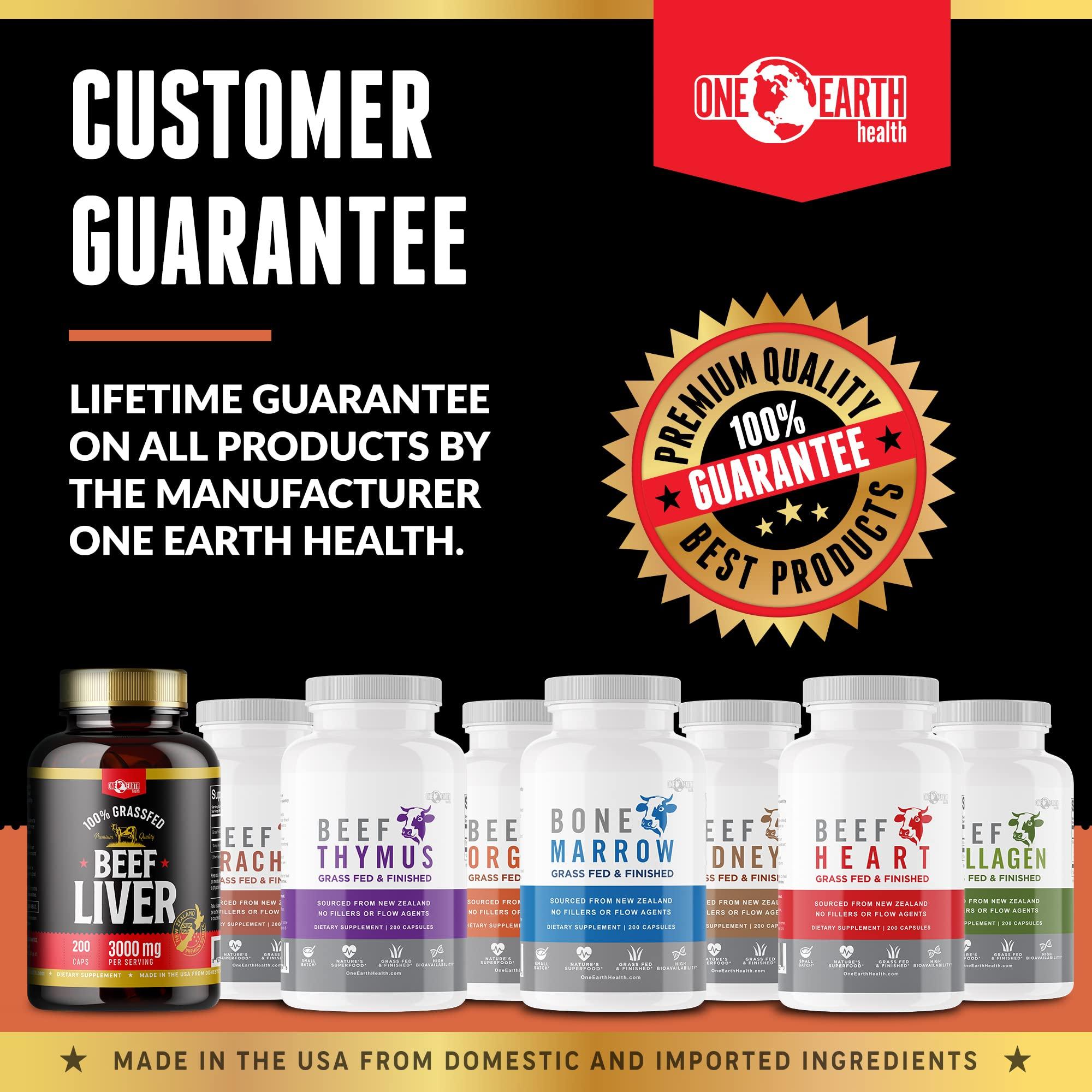 One Earth Health Grass Fed Beef Kidney Supplement - (200 Count) New Zealand Sourced for Kidney Support and DAO Health