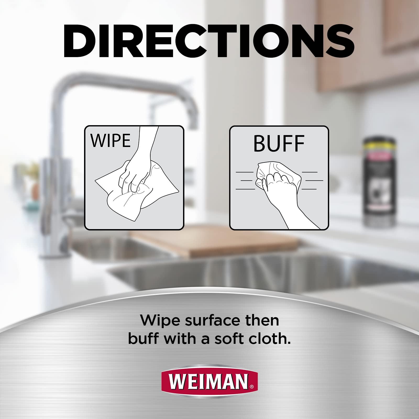 Weiman Weiman Stainless Steel Cleaner Wipes (3 Pack) Removes Fingerprints, Residue, Water Marks and Grease from Appliances - Works Great on Refrigerators, Dishwashers, Ovens, and Grills - Packaging May Vary