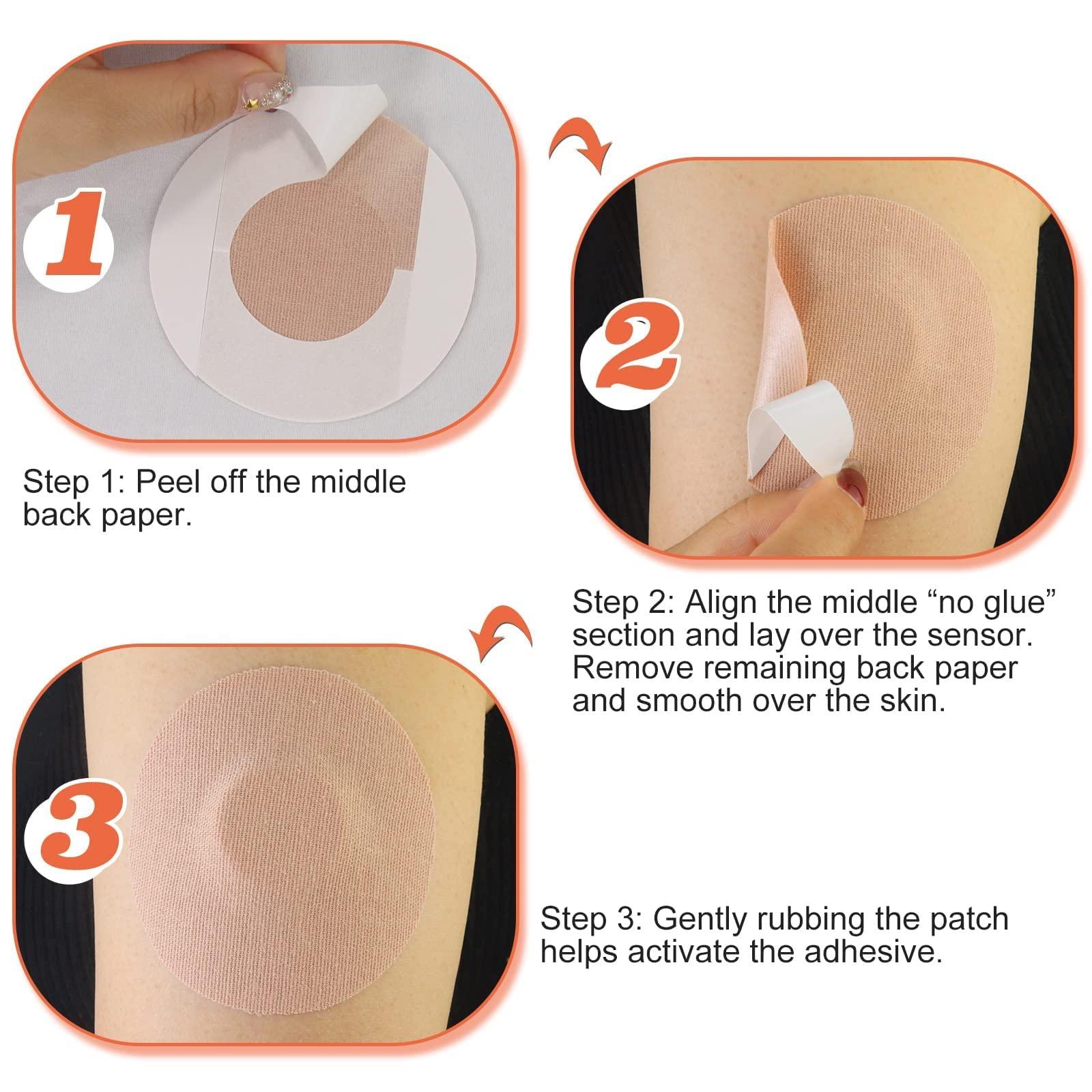 HONYOU Freestyle Adhesive Patches 25Pack Waterproof Libre2/3 Sensor Covers Flesh Flexible CGM Patches Without Glue in The Center-Enlite-Guardian-Freestyle Libre 14 Day Sensor Patches