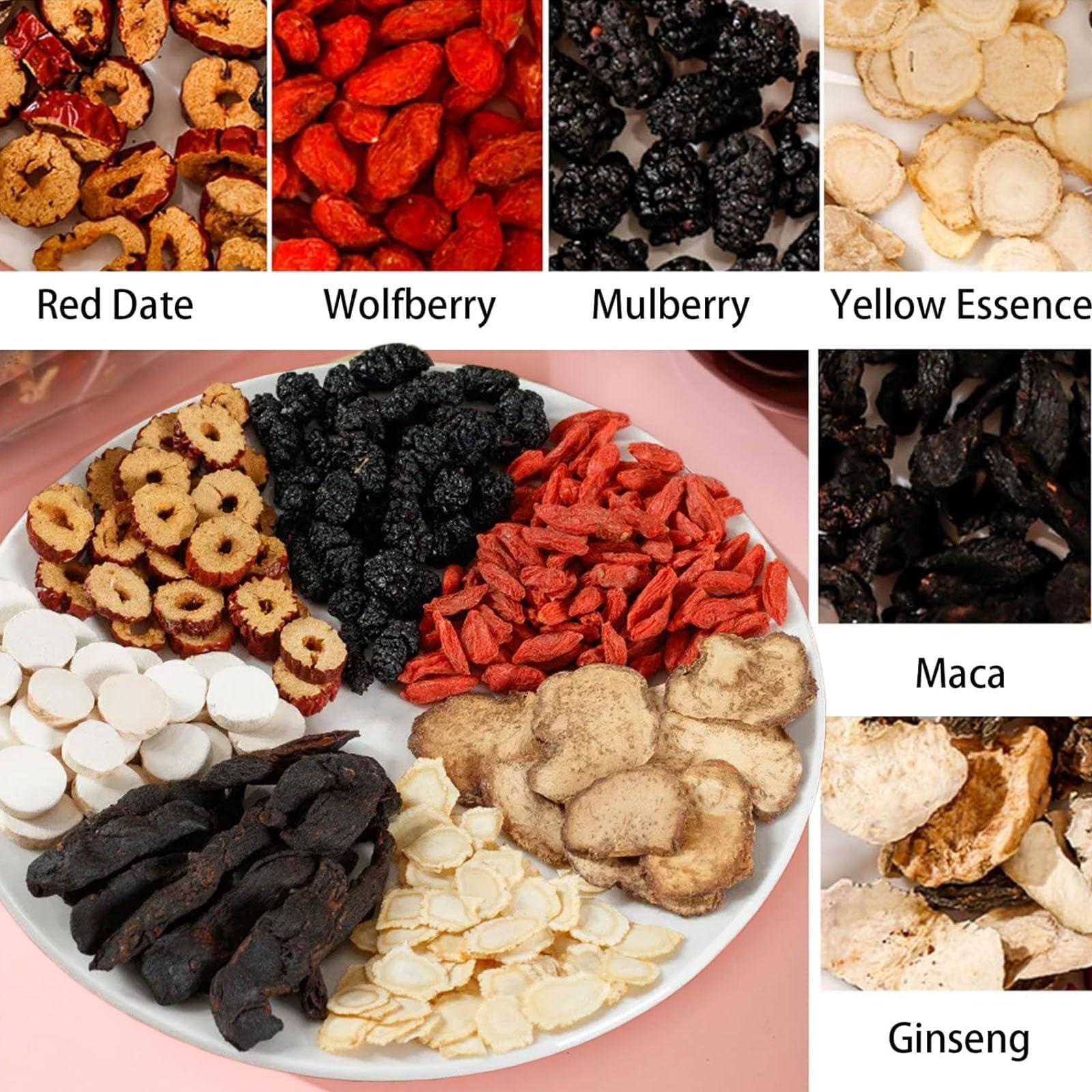 guluxly Ginseng Five Treasure Tea - Kidney Tea Wubao Tea, Ginseng Kidney Tea Formula Five Treasure Red Date Natural Chinese Herbal Tea, te de rion Saludable Organica (2Pack(50Bags))