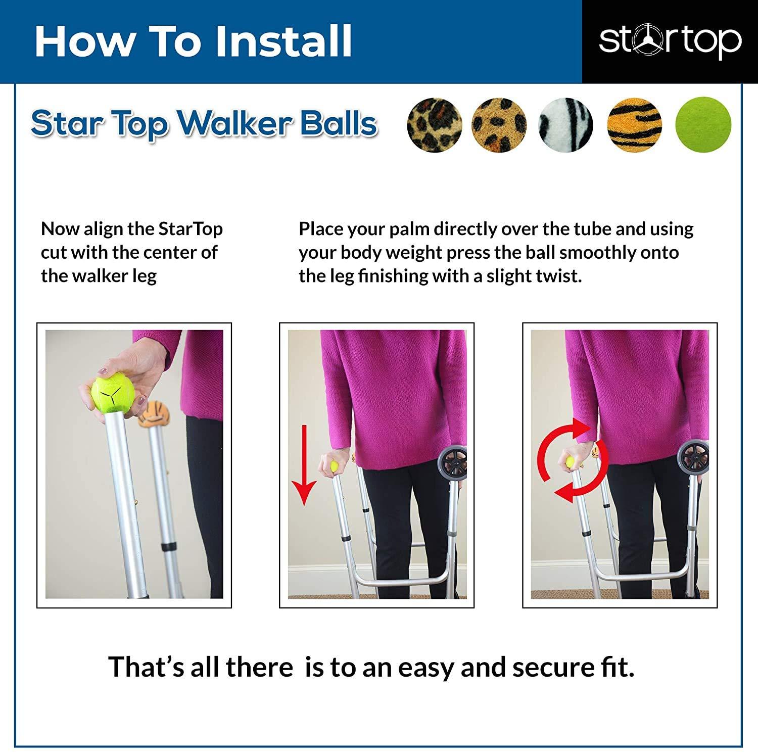 STARTOP STARTOP Deluxe Pre Cut Walker Tennis Ball Glides - Walkers Legs Universal Precut Glide Balls, Accessories Gifts for Elderly Seniors or Medical Rehab (Tiger)