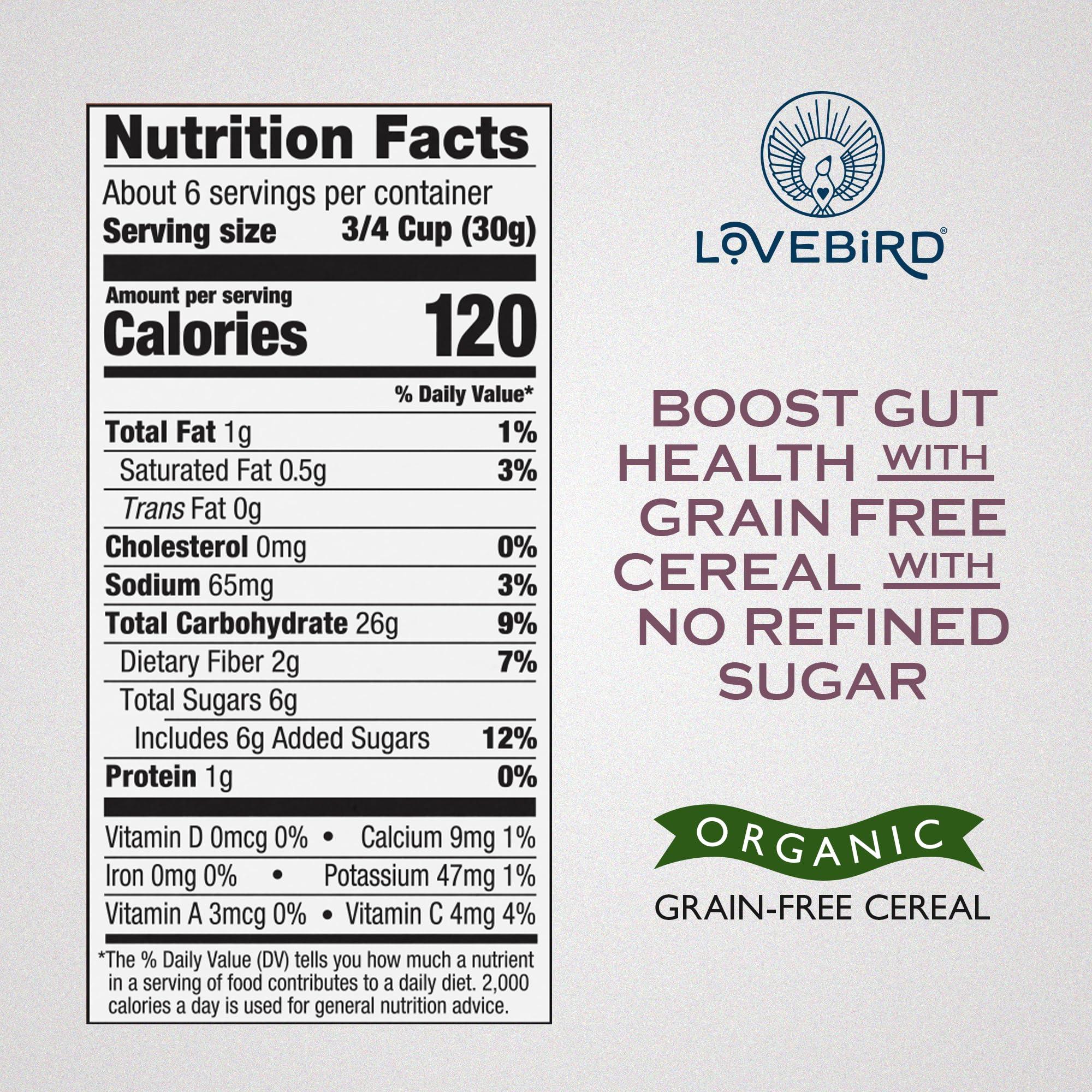 Lovebird Lovebird Gluten Free Cereal Cacao 3 Pack - Organic Grain Free Cereals Paleo AIP Dairy Free Keto Friendly No Refined Sugar Healthy Snacks for Kids, Adults