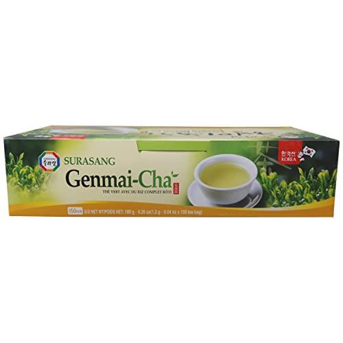 Surasang Surasang Green Tea with Roasted Brown Rice Tea, Toasty and Fragrant, Korean Herb Tea, 150 Teabags