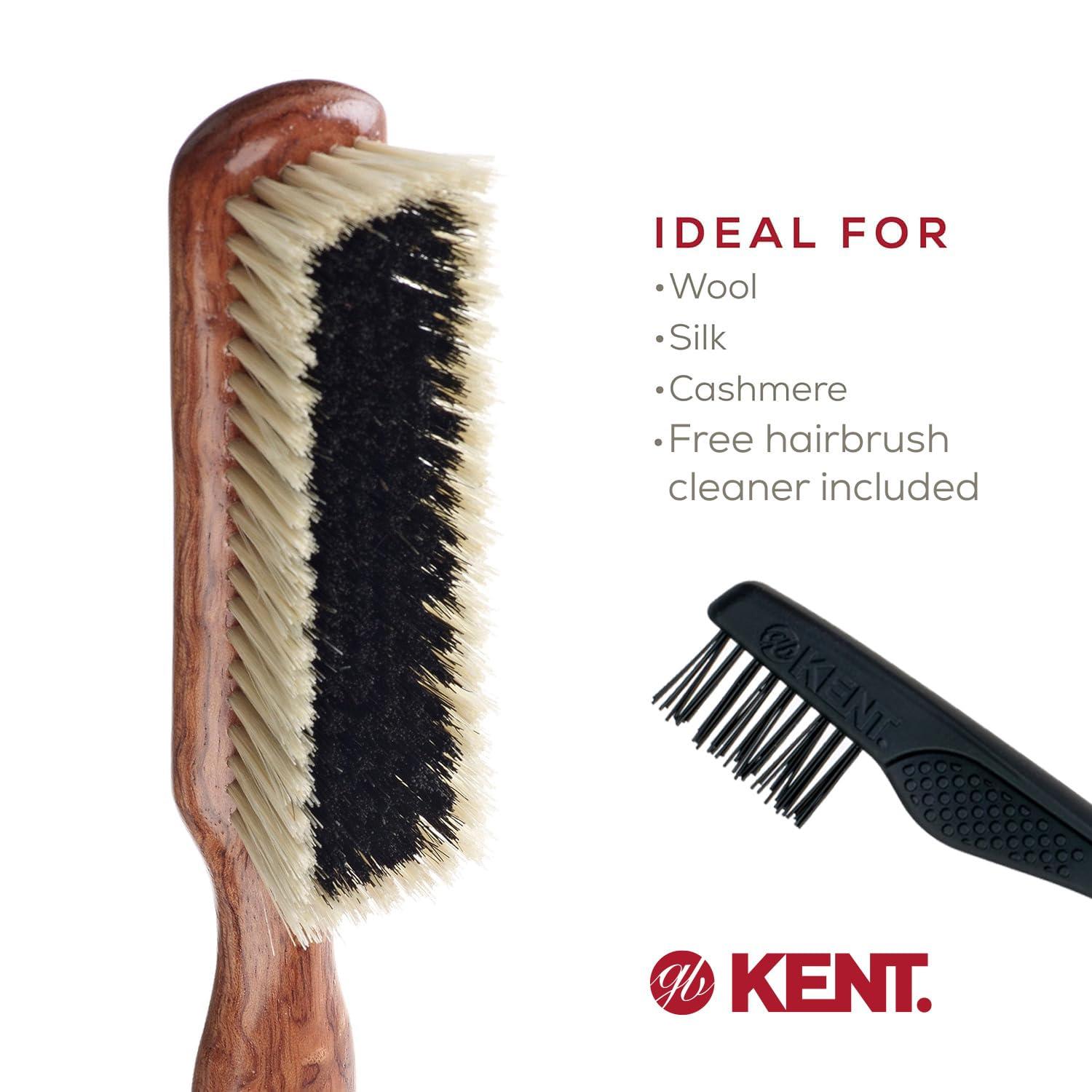 KENT Kent CP6 Clothes Brush. 100% Natural Black & White Boar Bristle Lint Remover Especially for Cashmere, Wool and Silk for Keeping Delicate Fabrics Free from Fibres, Fluff and Pet Hair. Made in England